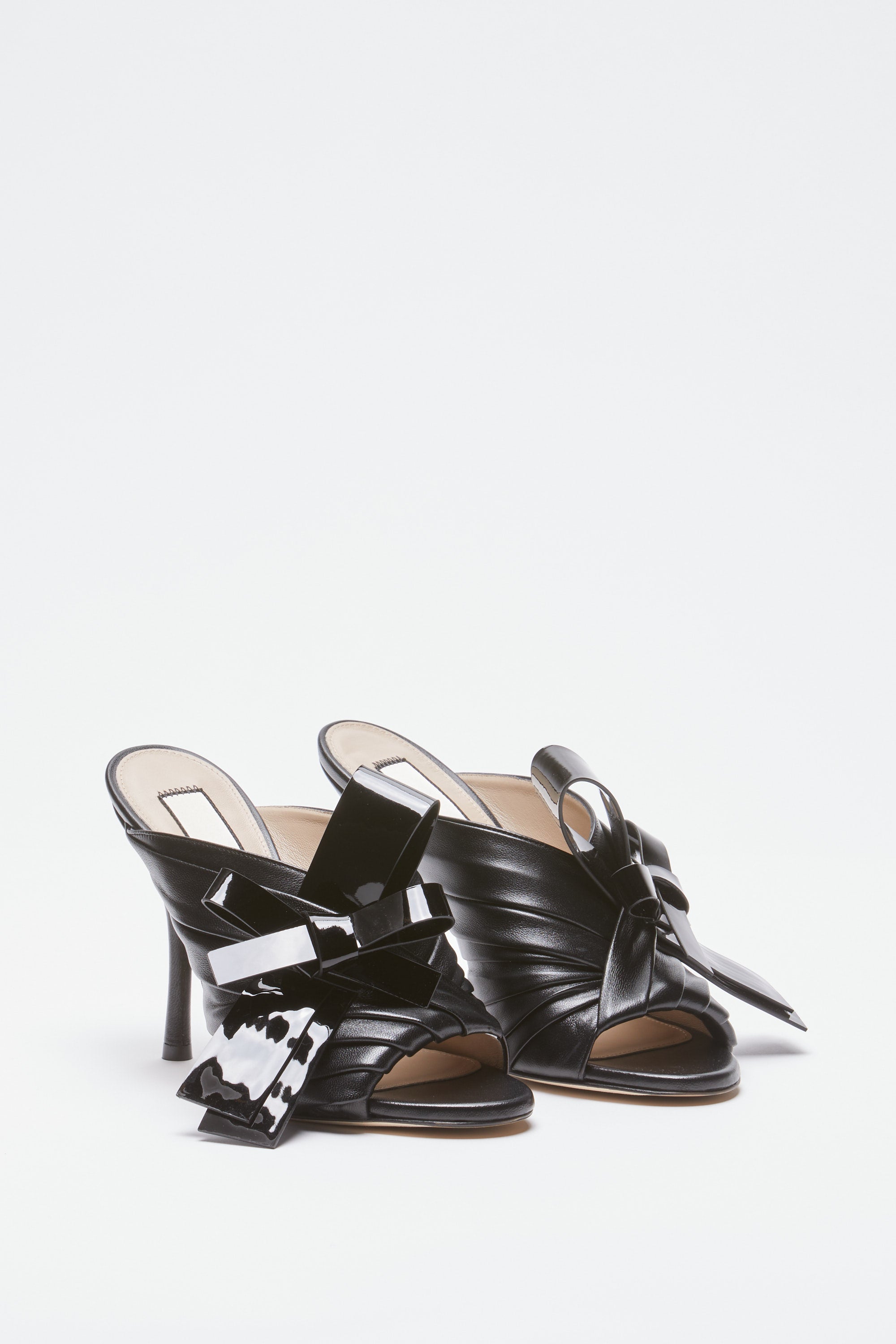 High heel mules with bow