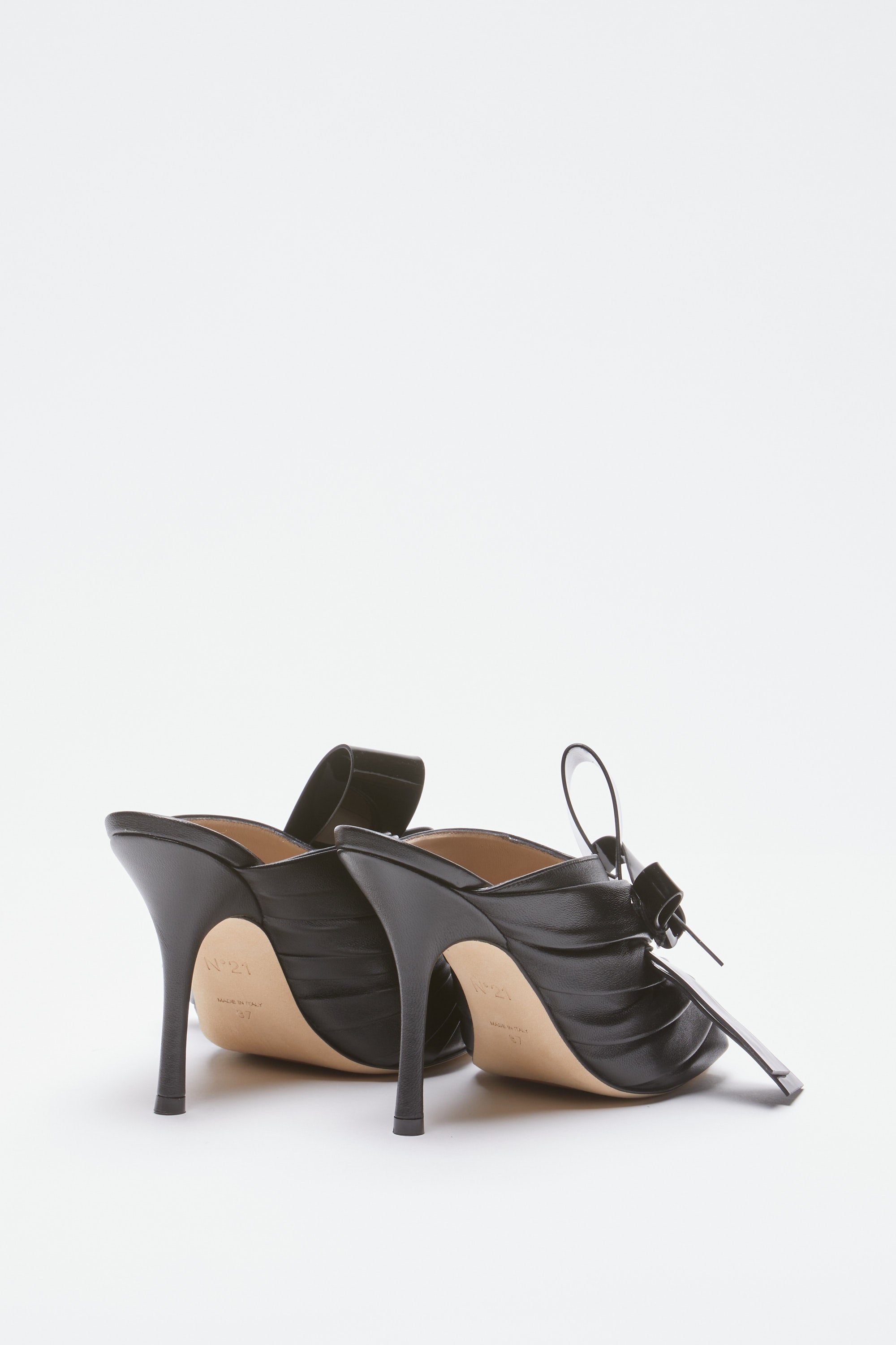 High heel mules with bow