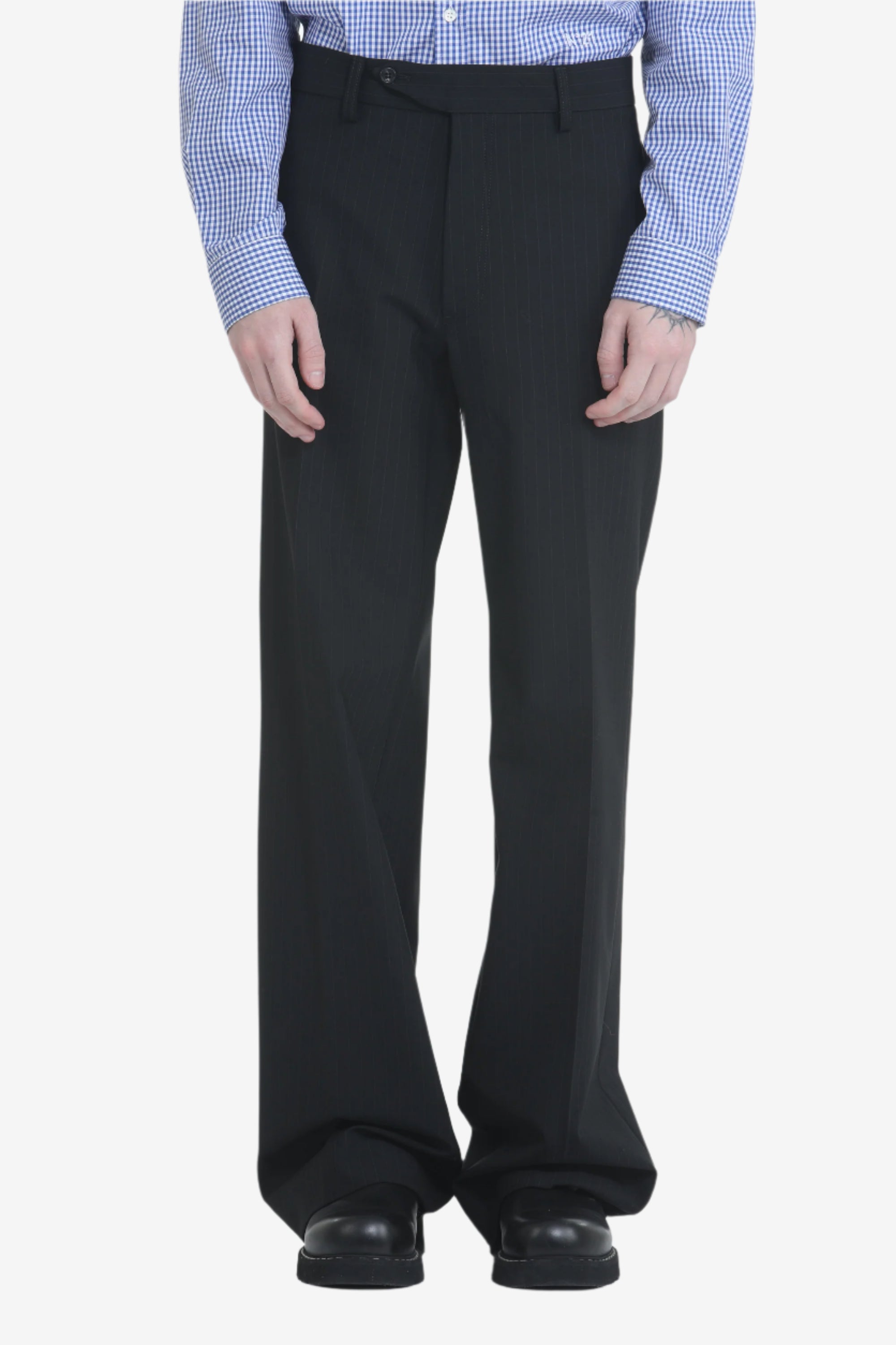 Straight fit pinstriped trousers
