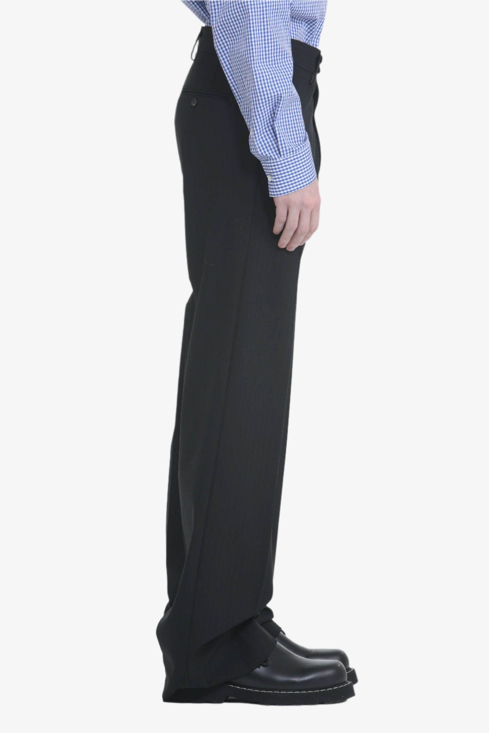 Straight fit pinstriped trousers