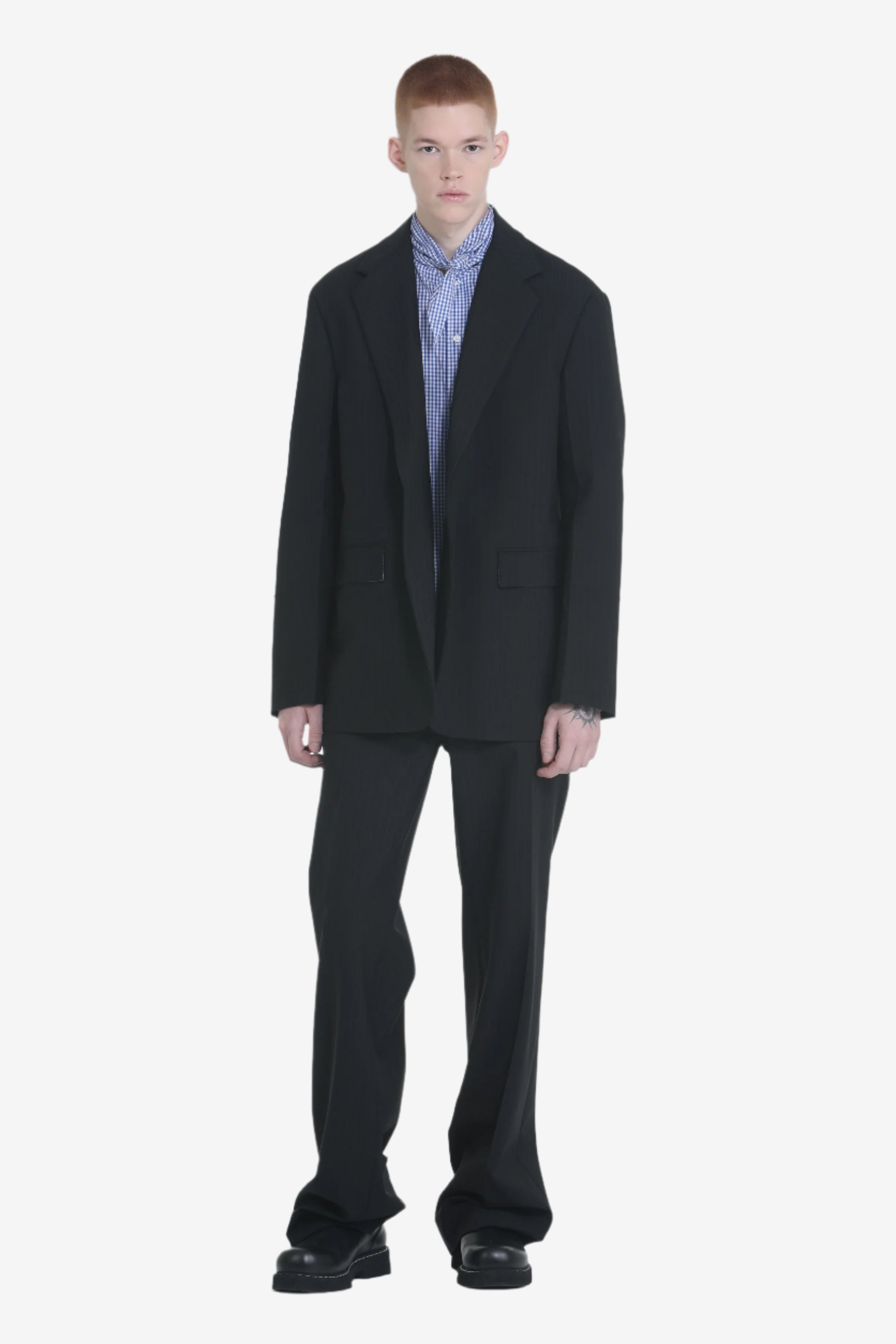 Straight fit pinstriped trousers