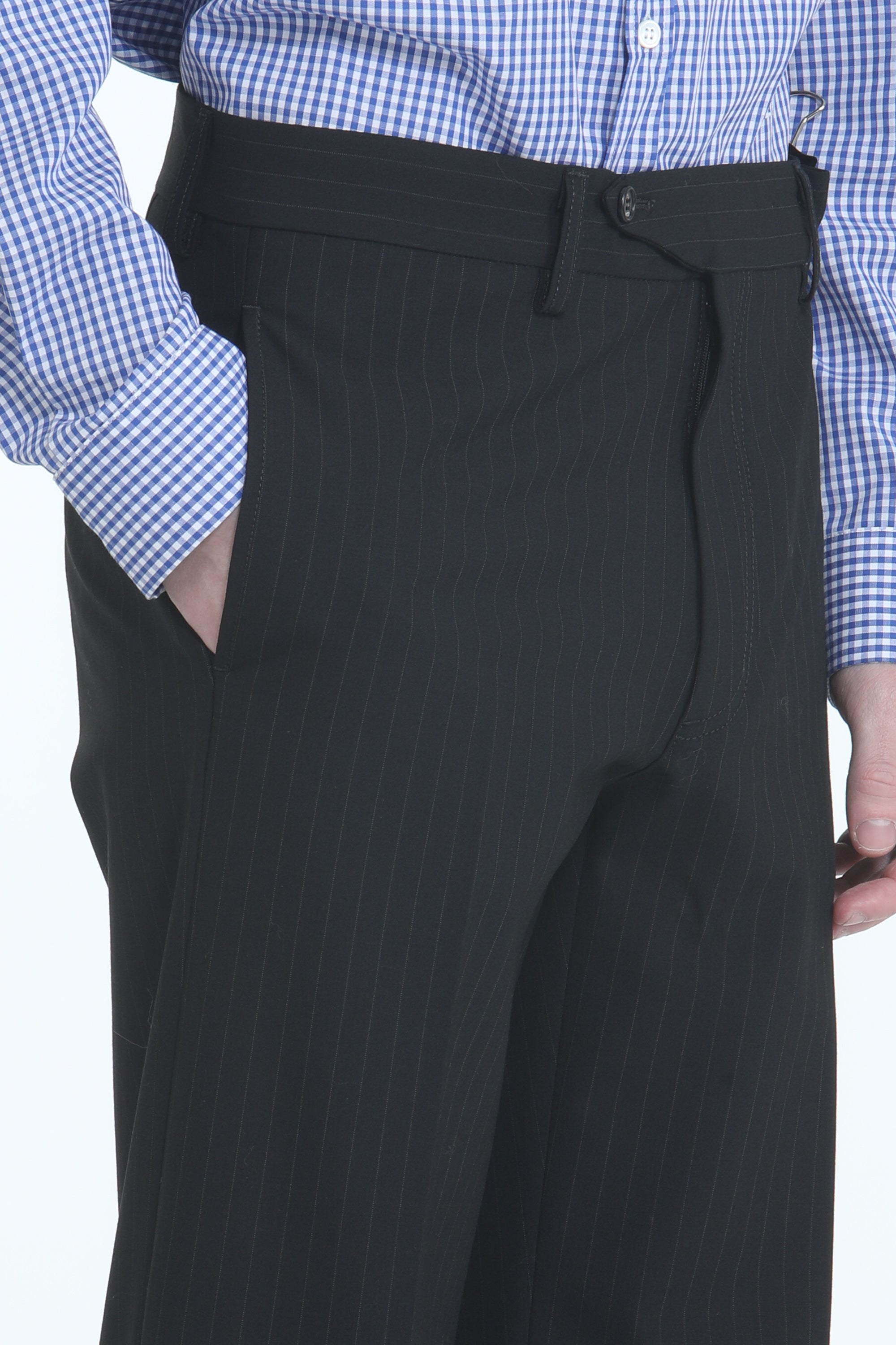 Straight fit pinstriped trousers