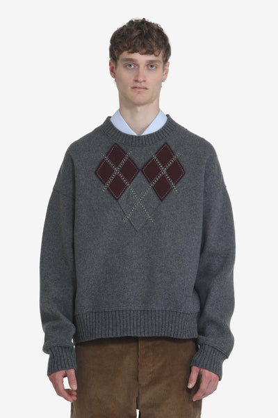 N21 | Argyle oversized sweater with studs