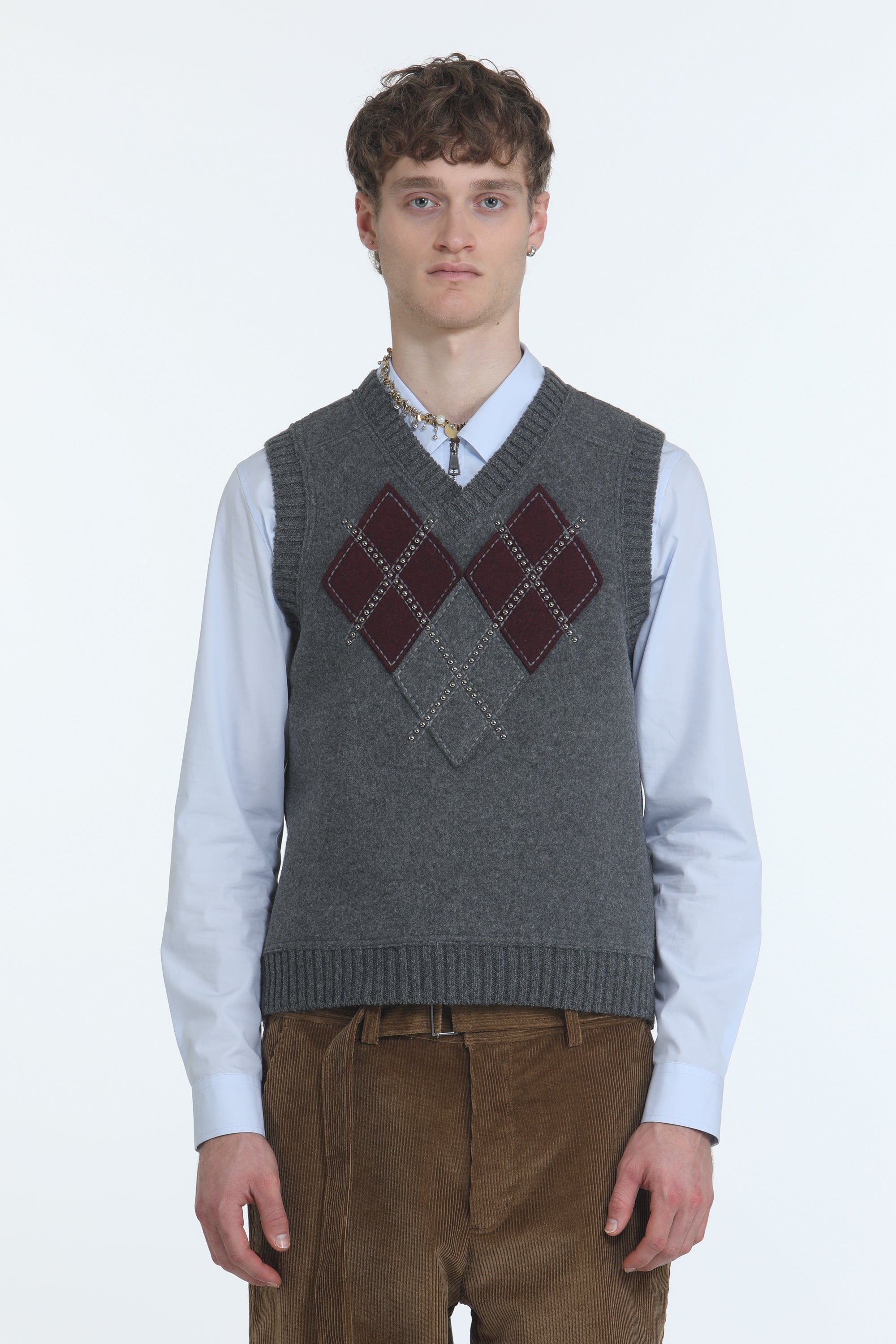 Argyle vest with studs