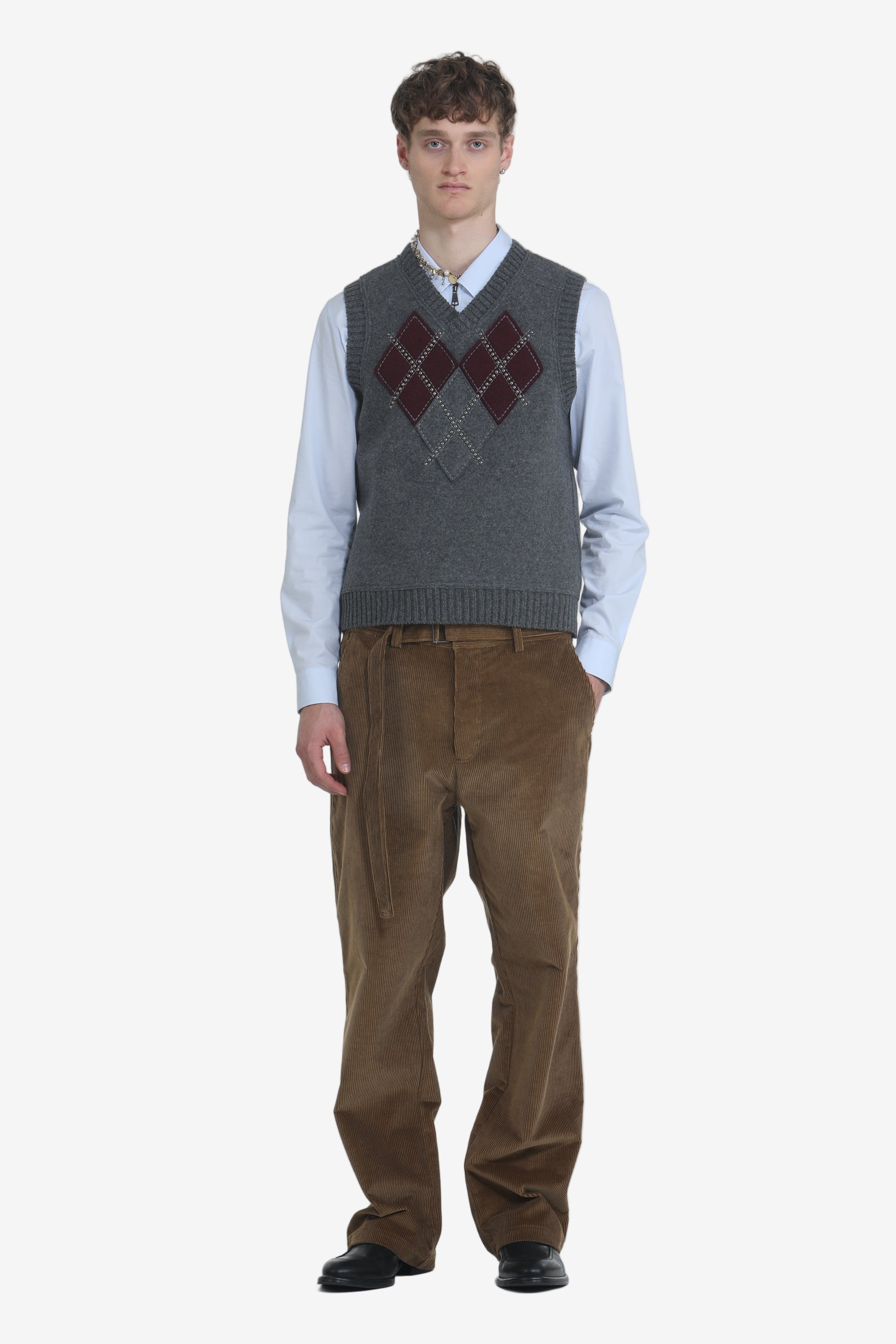 Argyle vest with studs