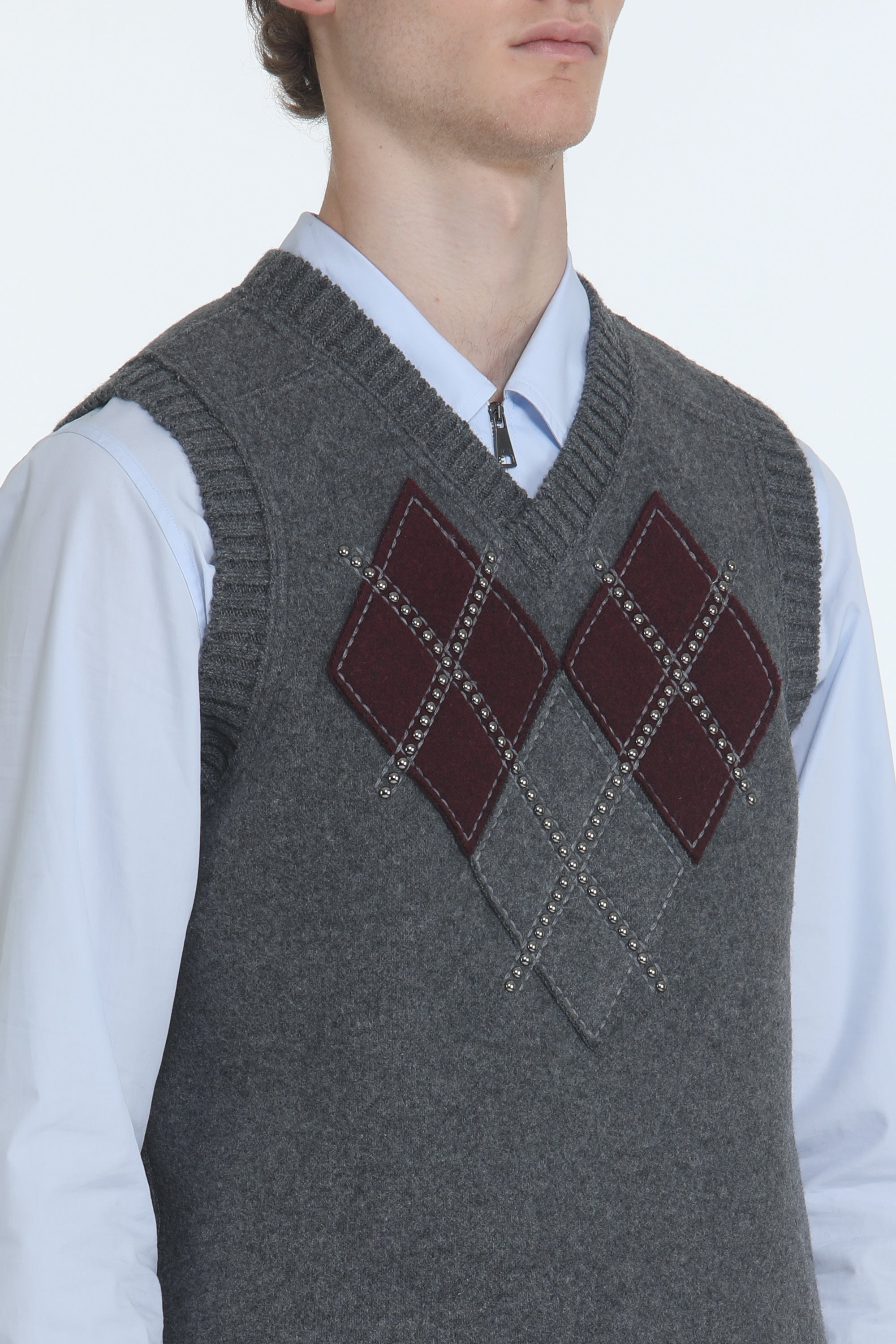 Argyle vest with studs