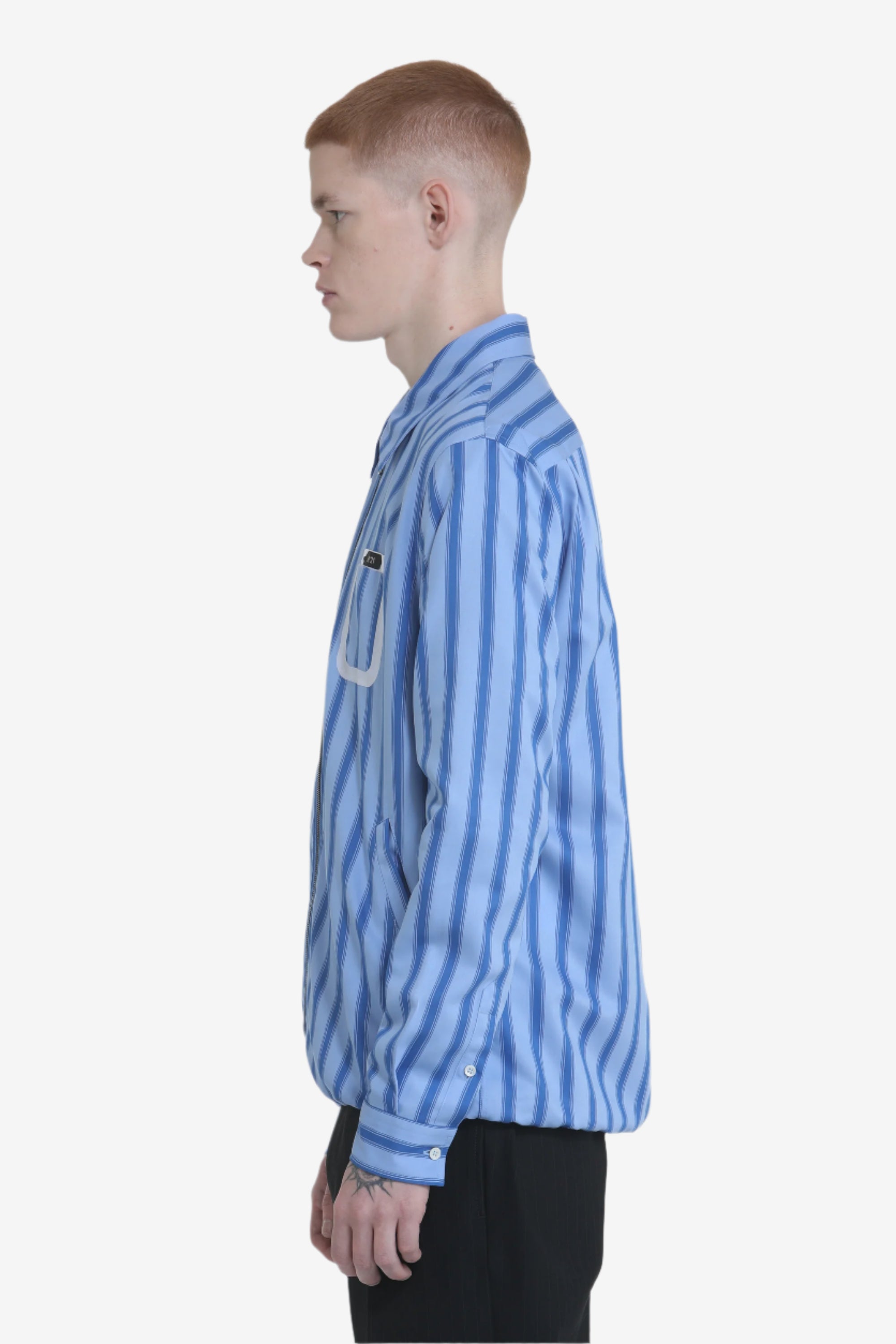 Striped shirt jacket with zip