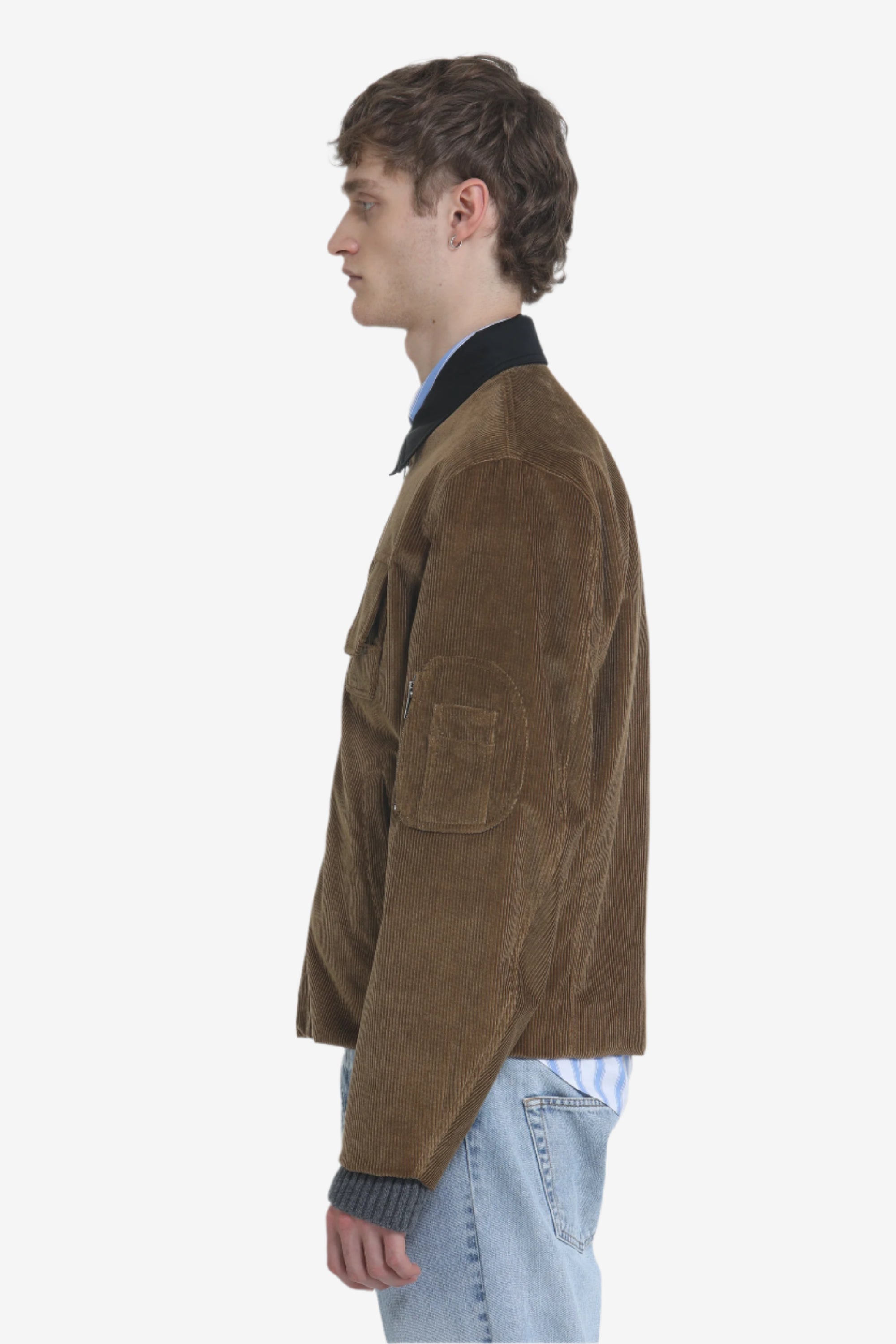 Corduroy jacket with contrast collar