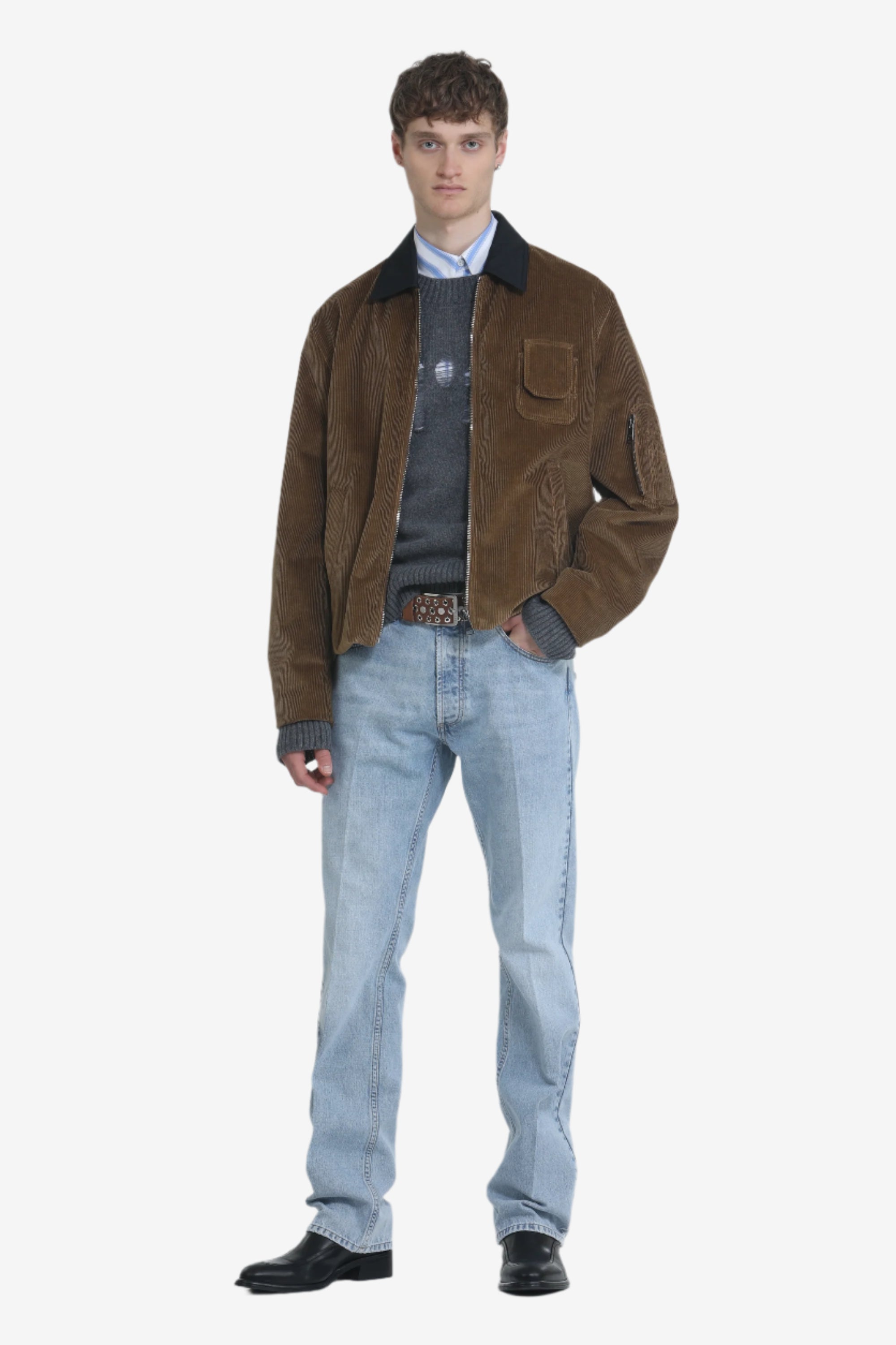 Corduroy jacket with contrast collar