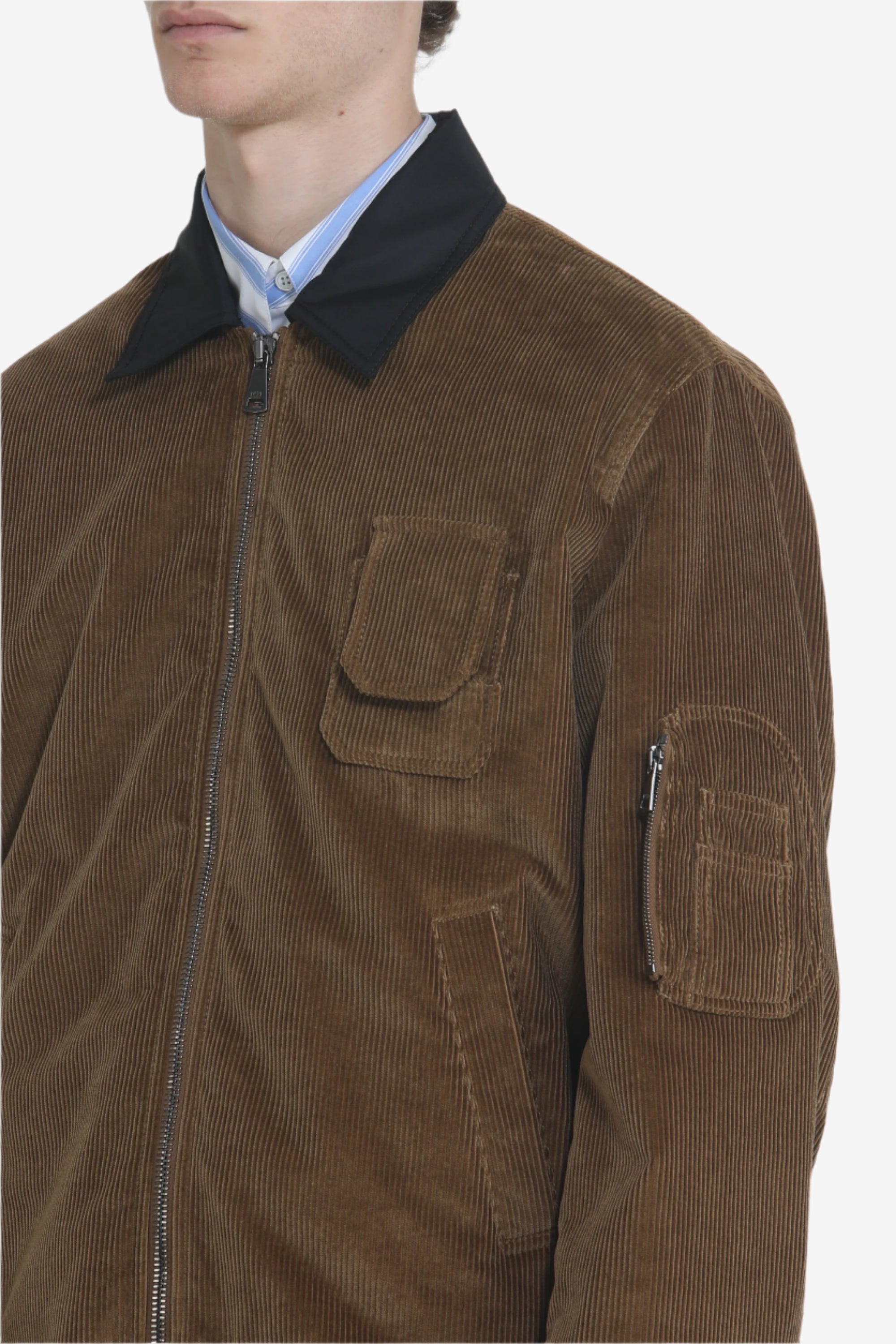 Corduroy jacket with contrast collar