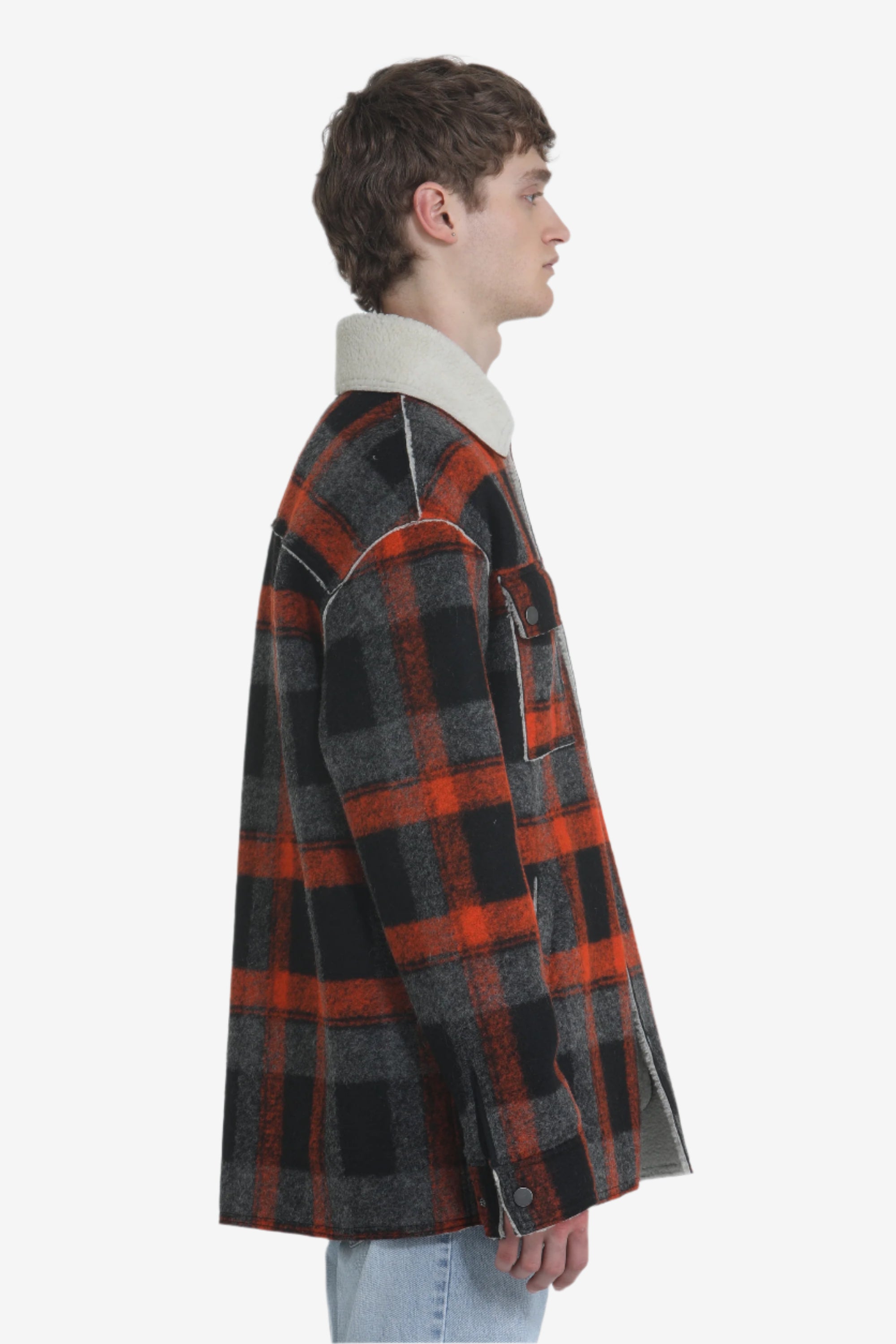 Giacca con colletto a contrasto in shearling