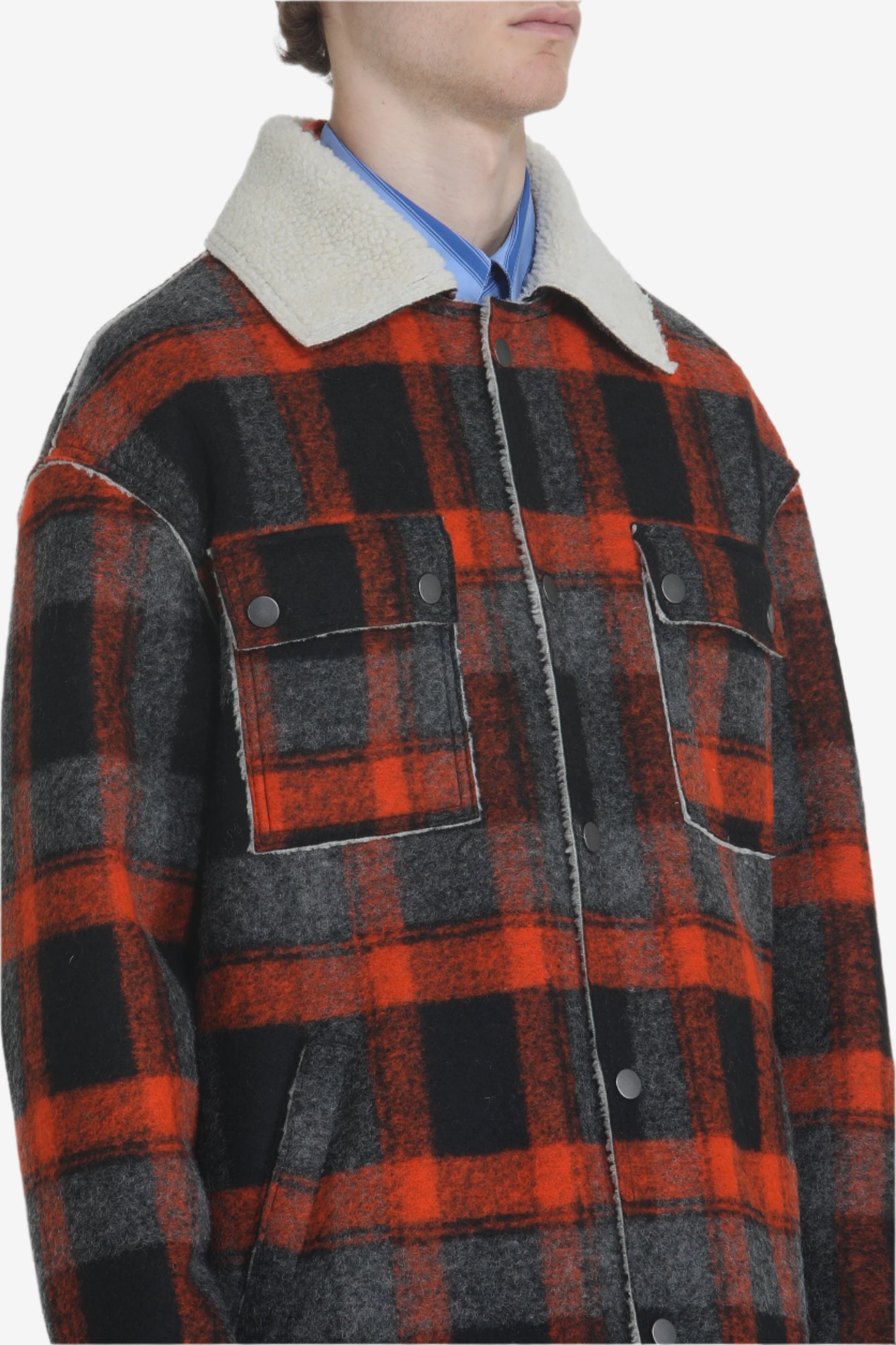 Giacca con colletto a contrasto in shearling