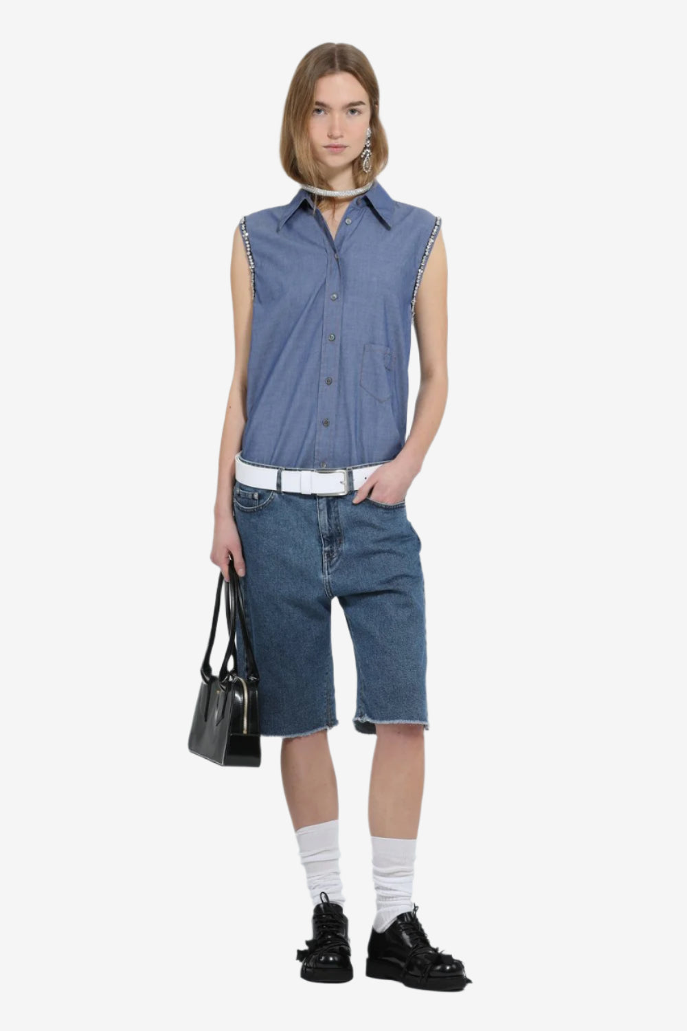 ショートパンツ N21 numero ventuno POLYESTER BERMUDA SHORTS N21 | Denim Bermuda Shorts