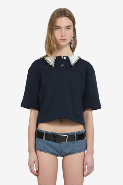 トップス CLANE CROPPED POLO TOPS CLANE/クラネ】CROPPED POLO TOPS/クロップドポロトップス