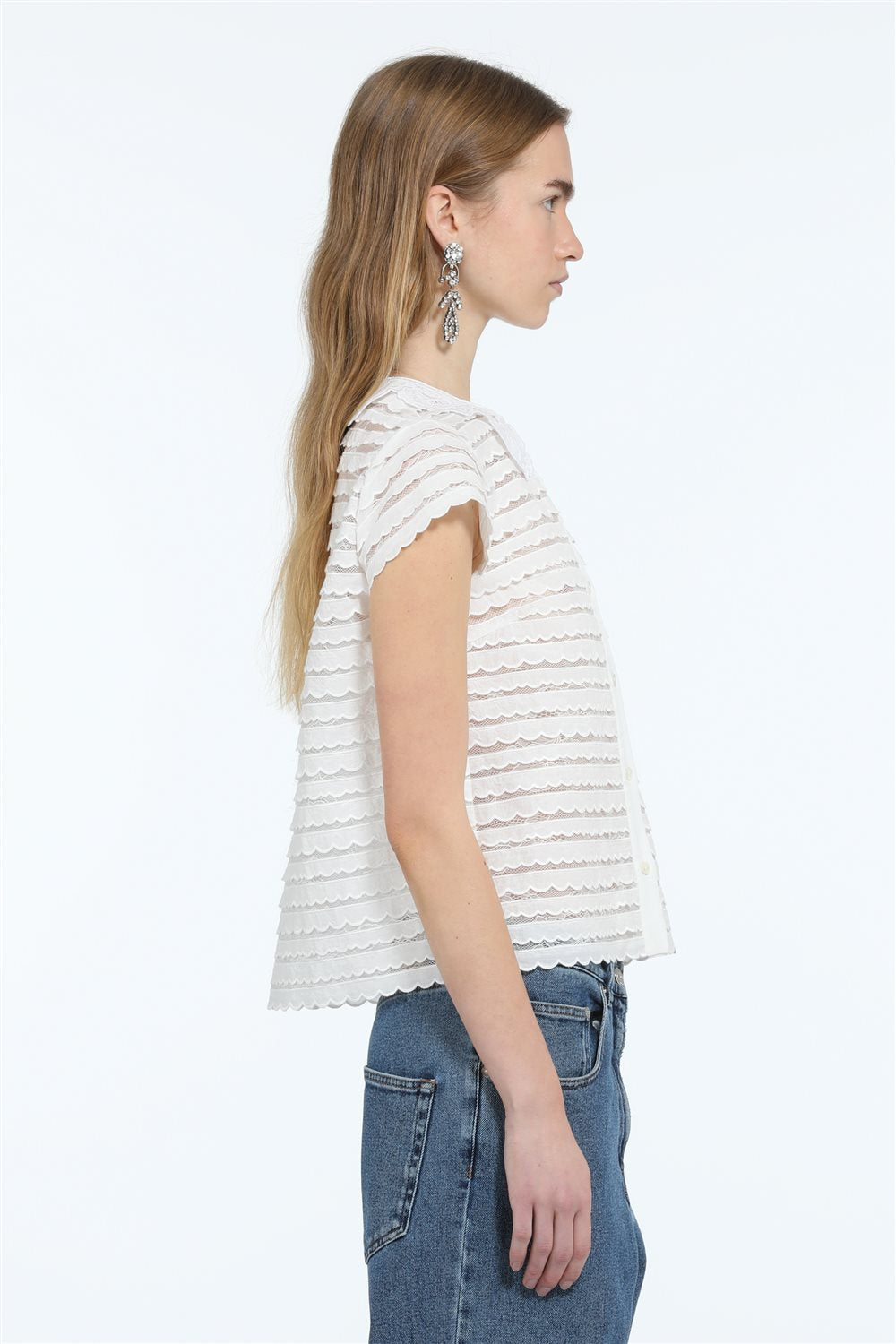 Camicia semi trasparente in pizzo