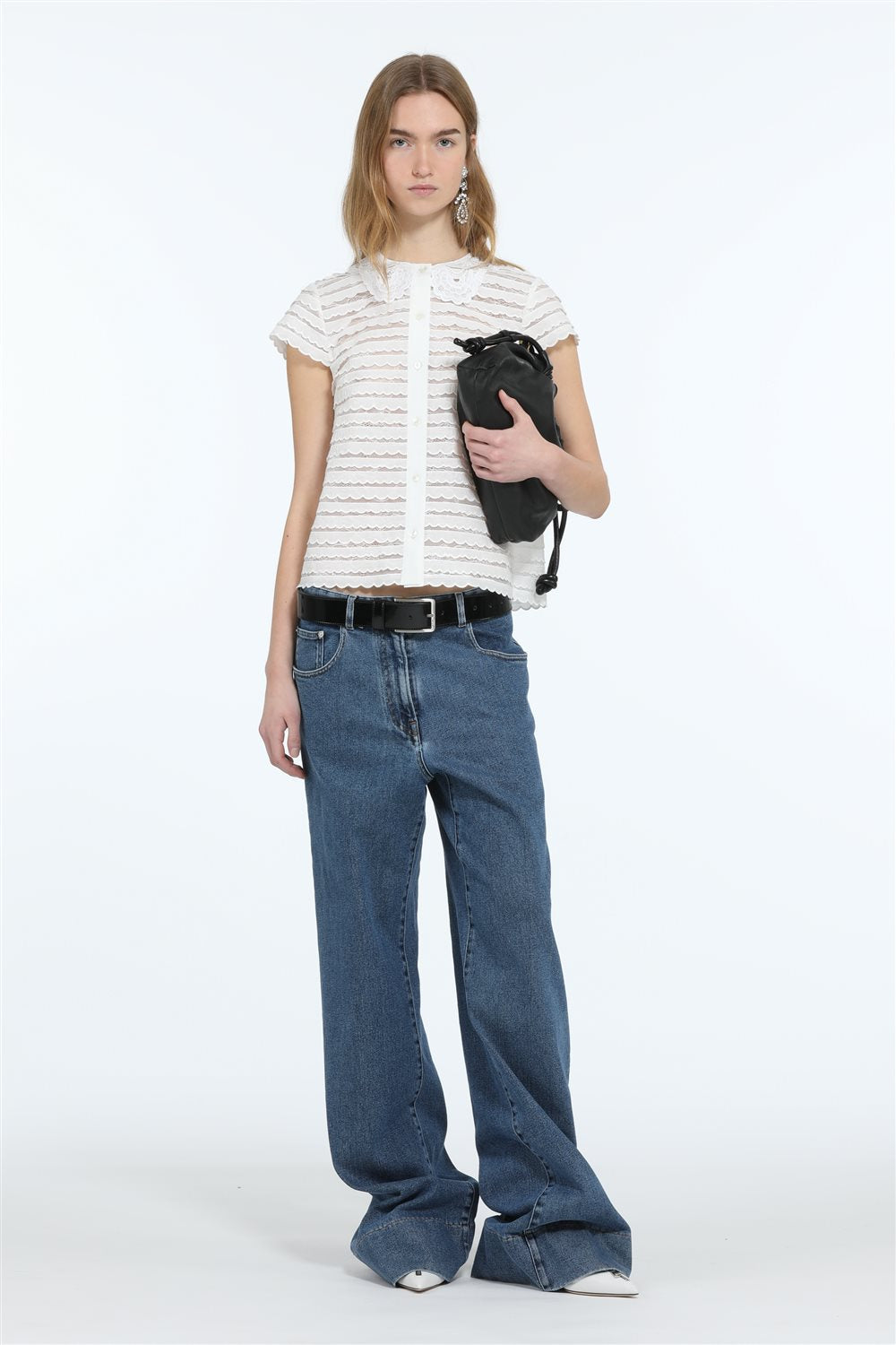 Camicia semi trasparente in pizzo