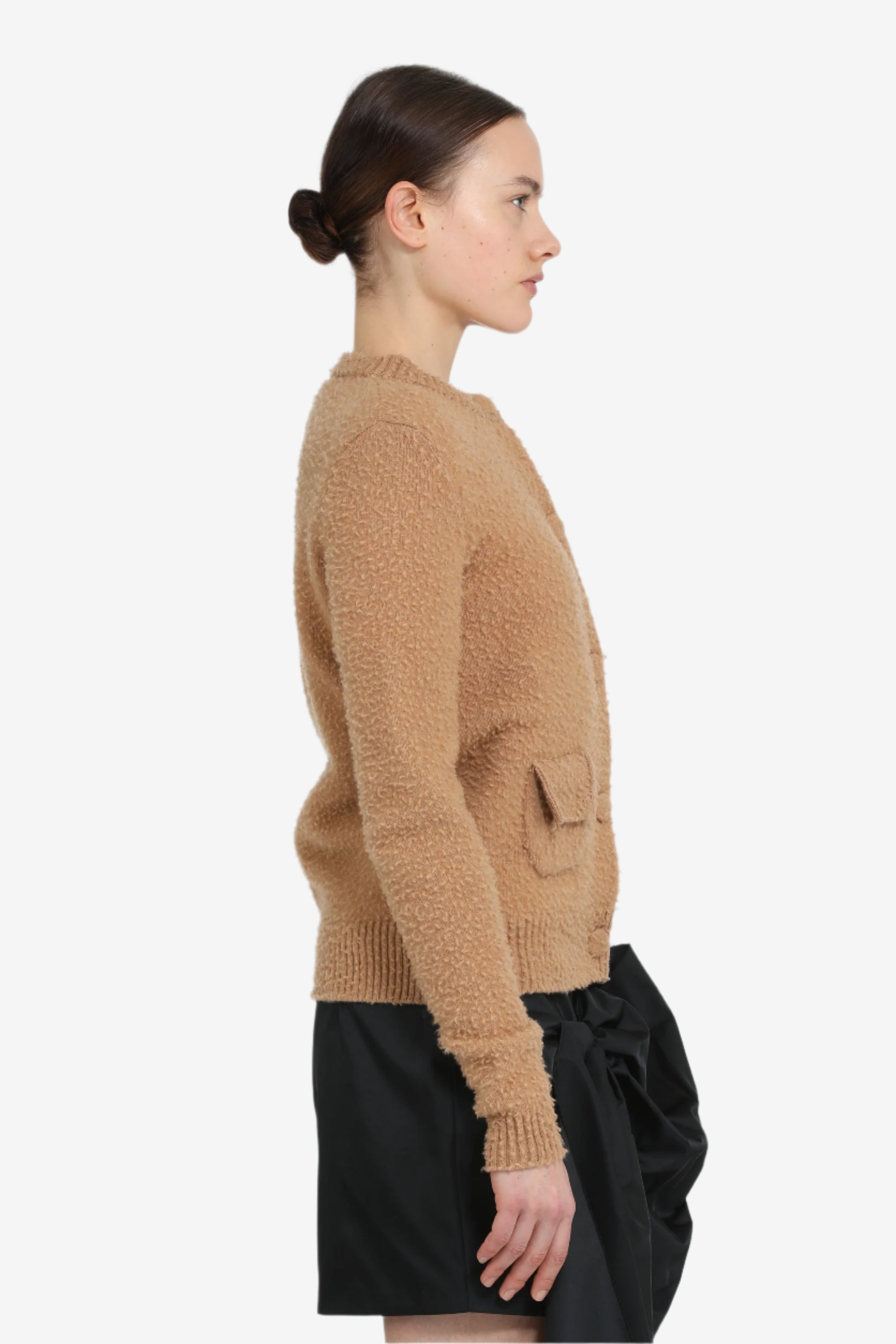 Crew neck cardigan with pockets