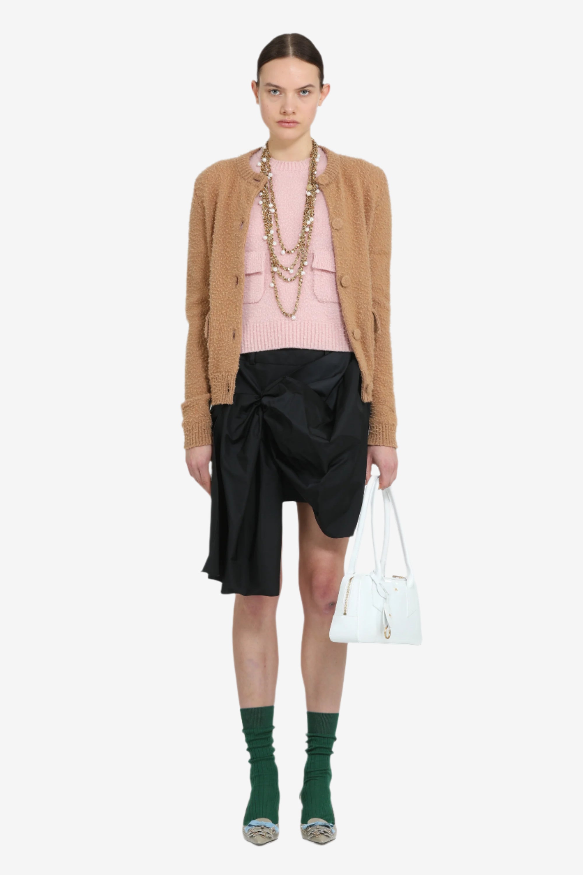 Crew neck cardigan with pockets
