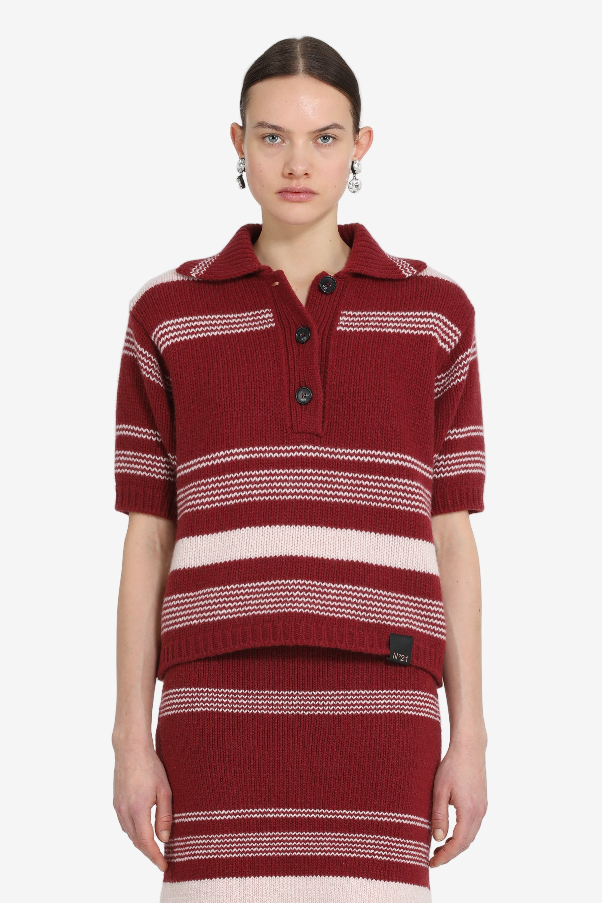 Short-sleeved striped polo shirt