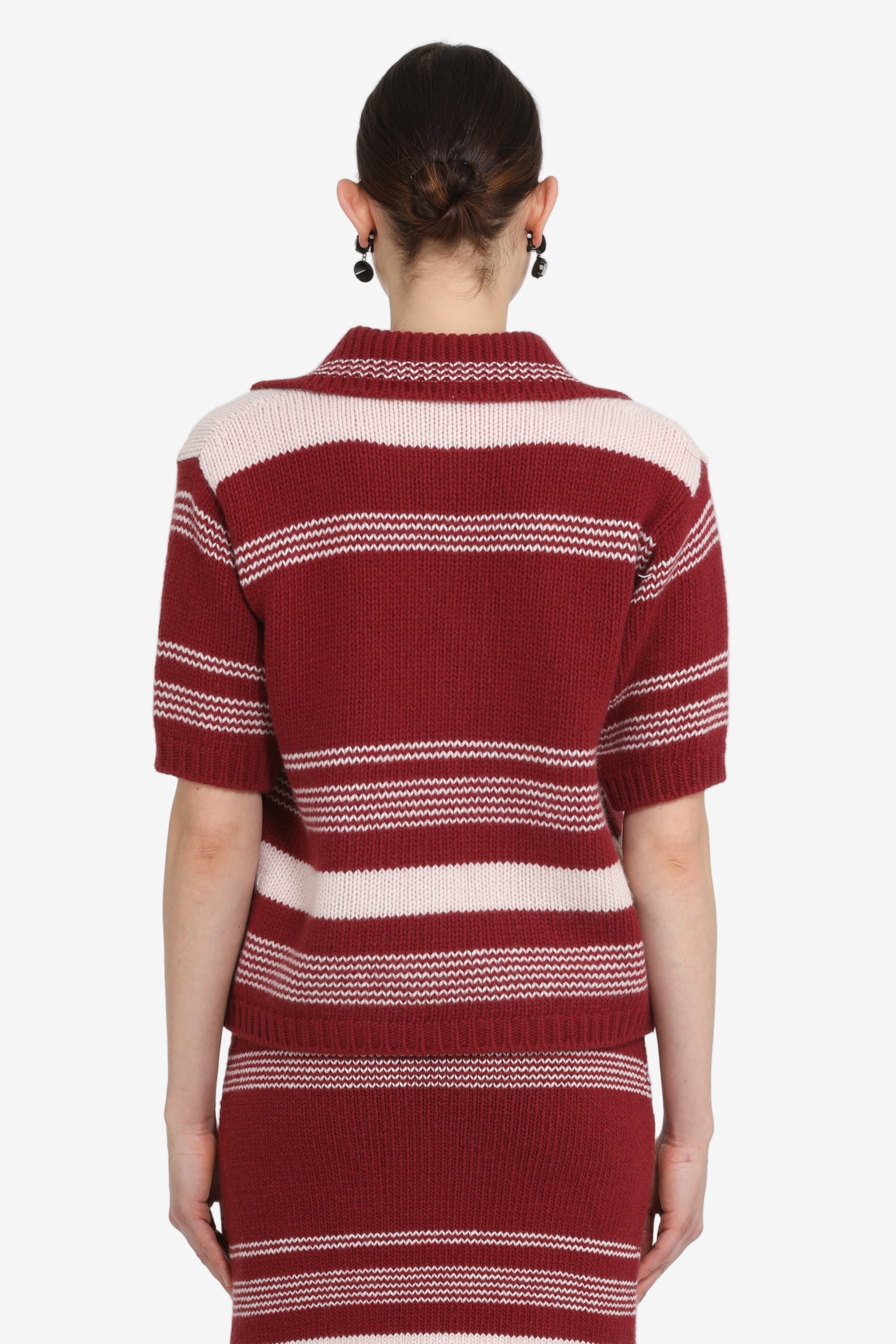 Short-sleeved striped polo shirt