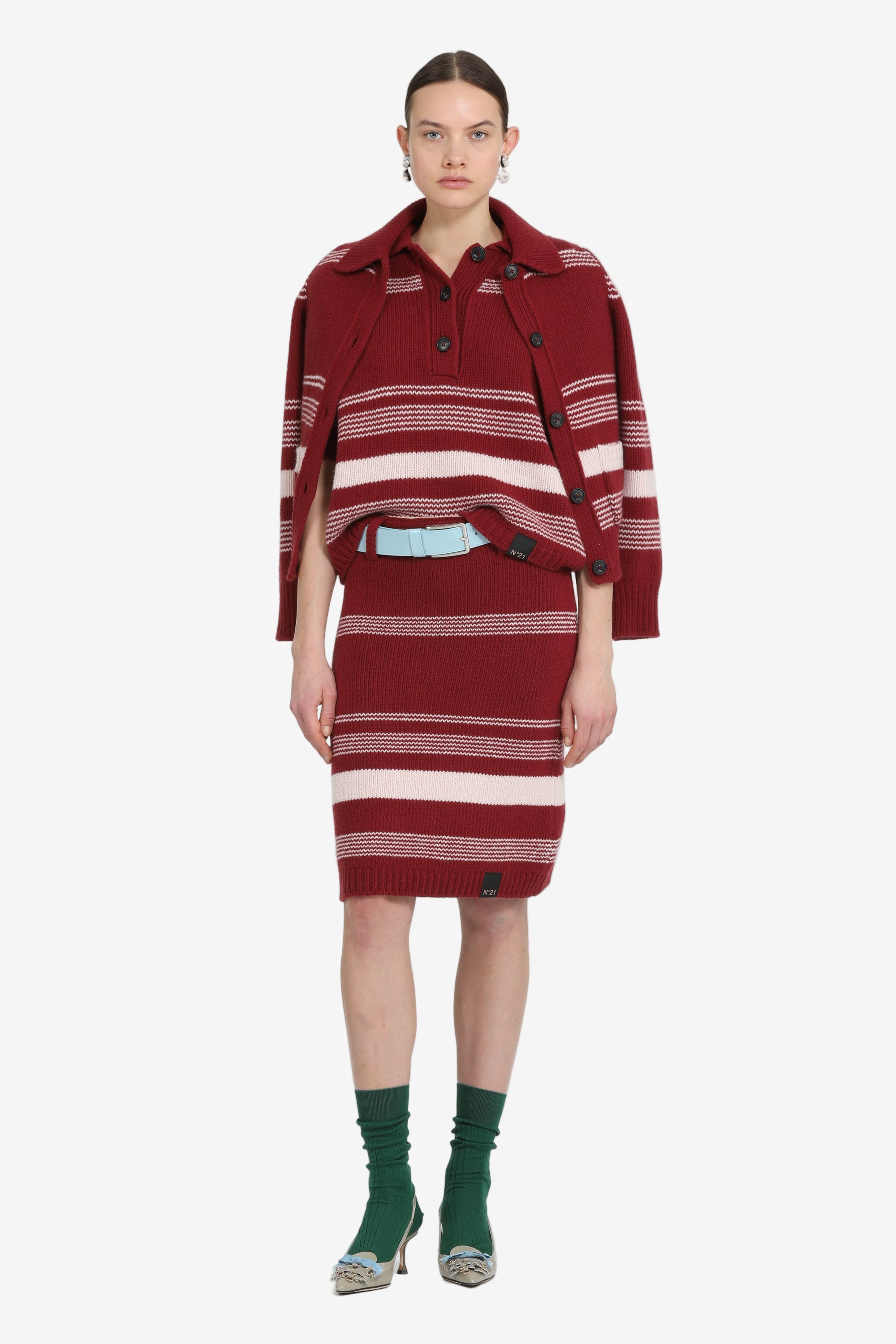 Short-sleeved striped polo shirt