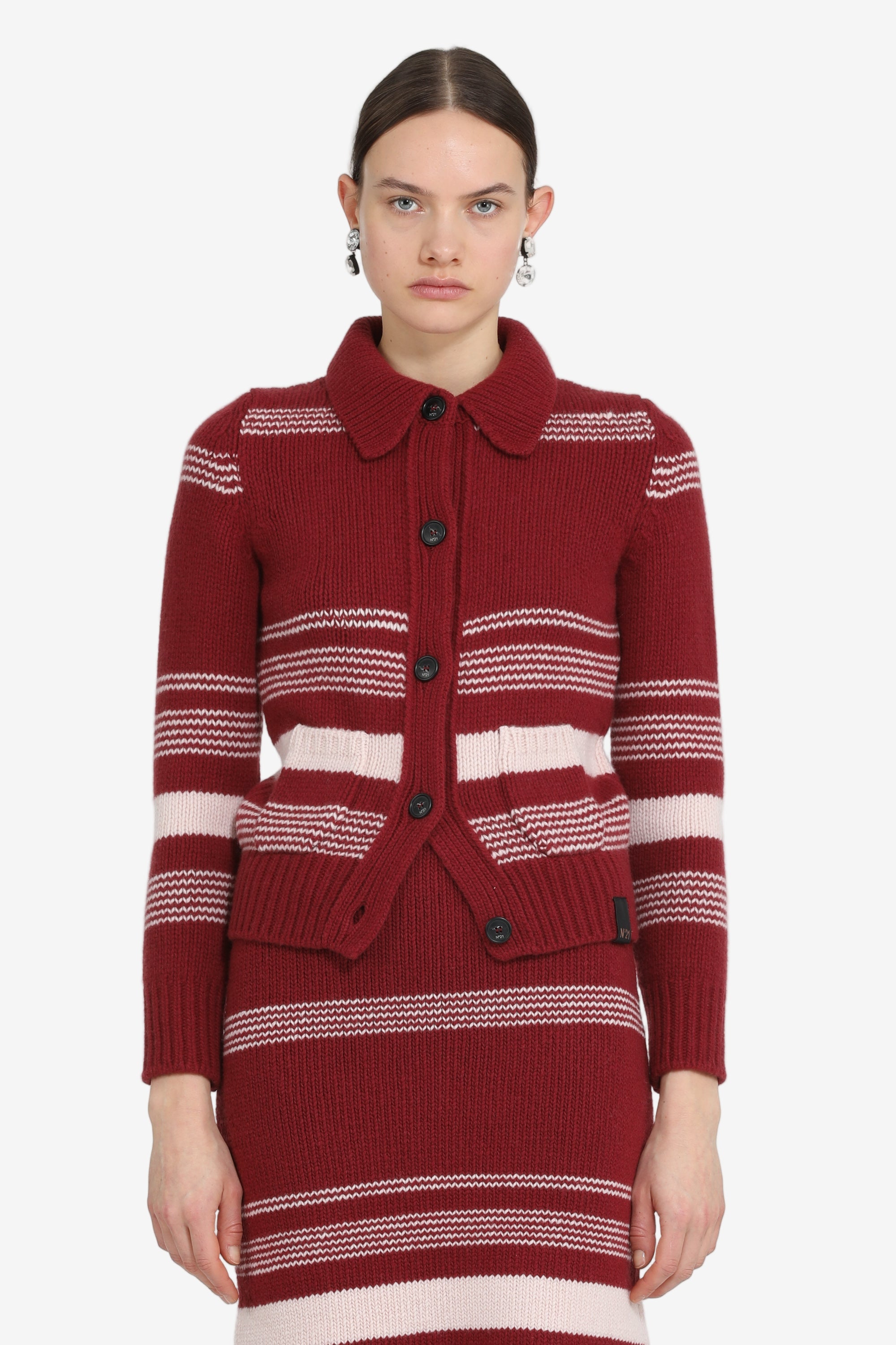 Striped cardigan with collar