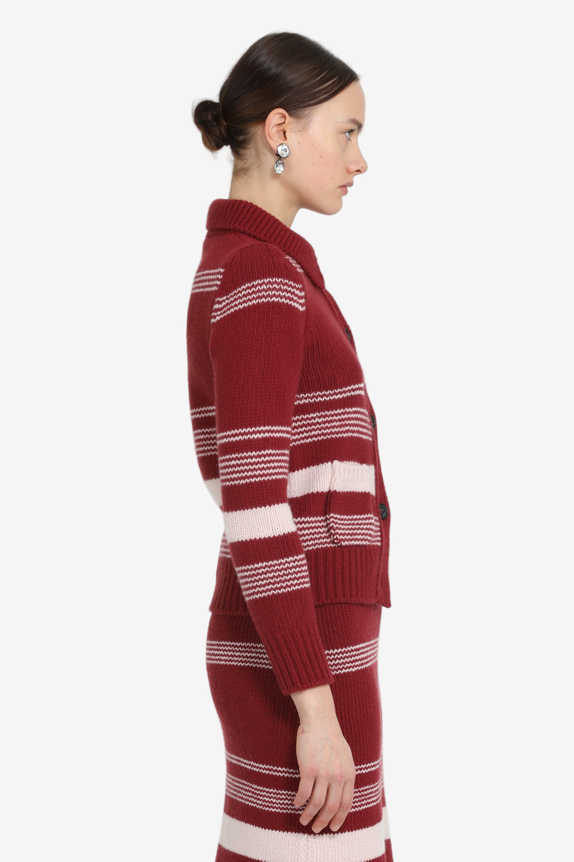 Striped cardigan with collar