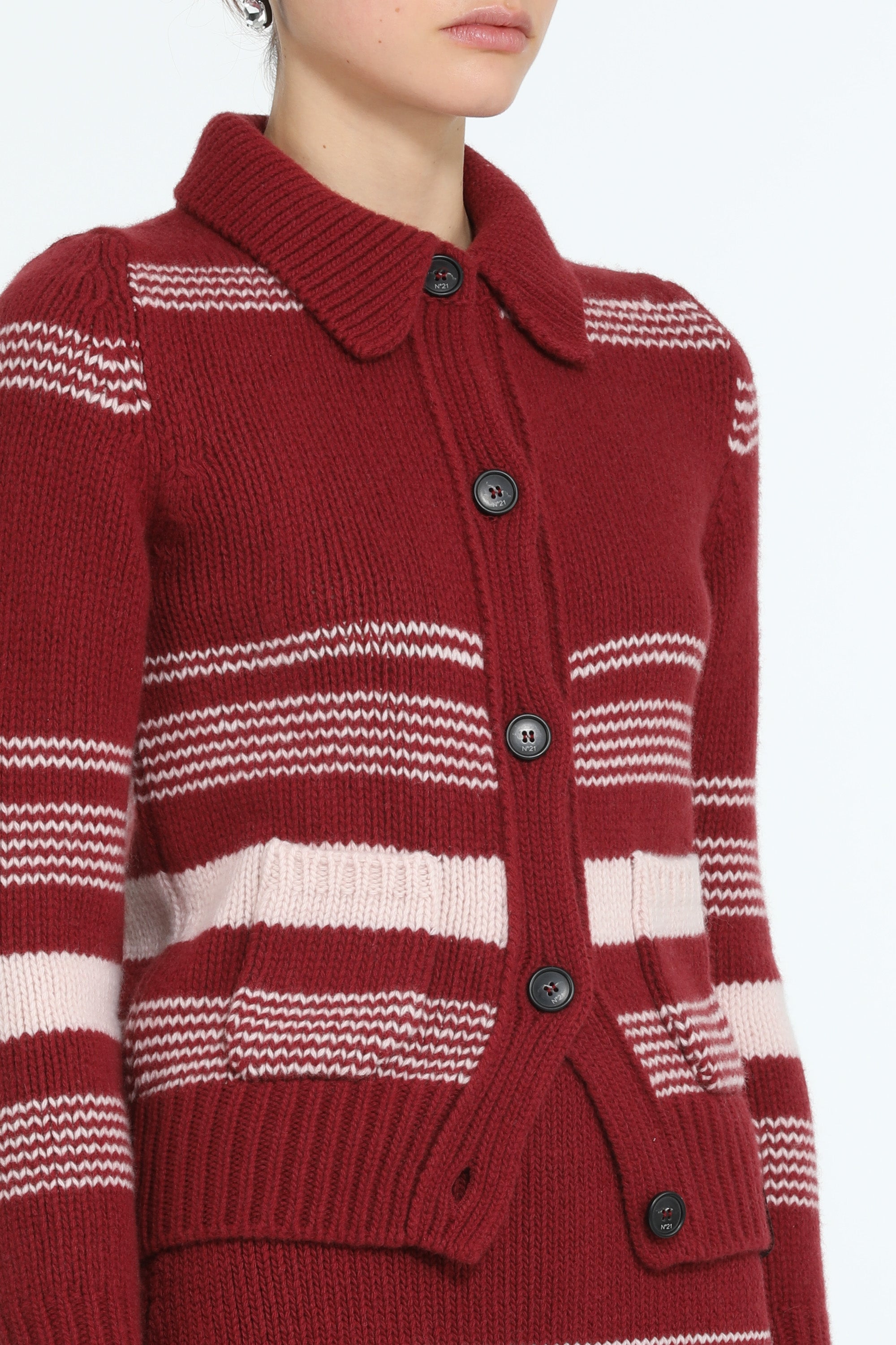 Striped cardigan with collar