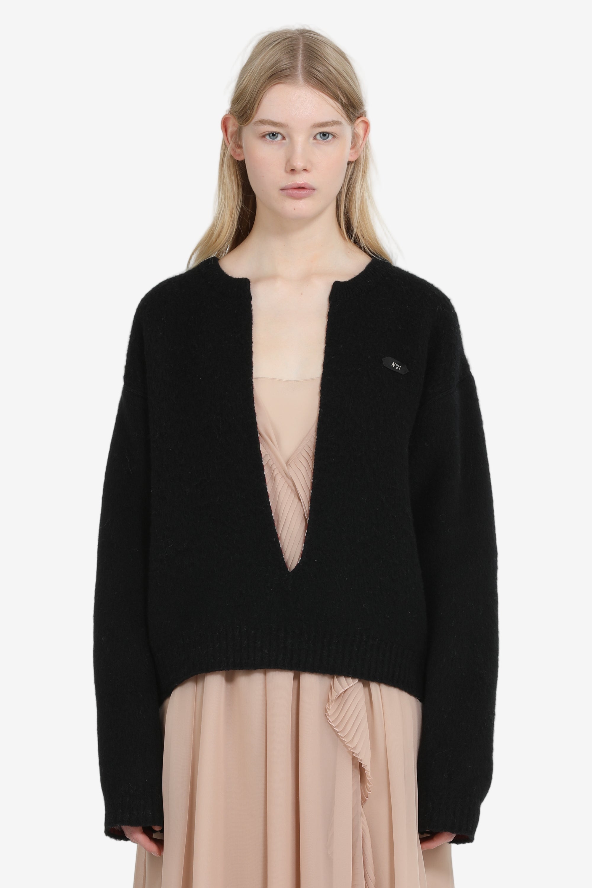 Deep-neckline sweater