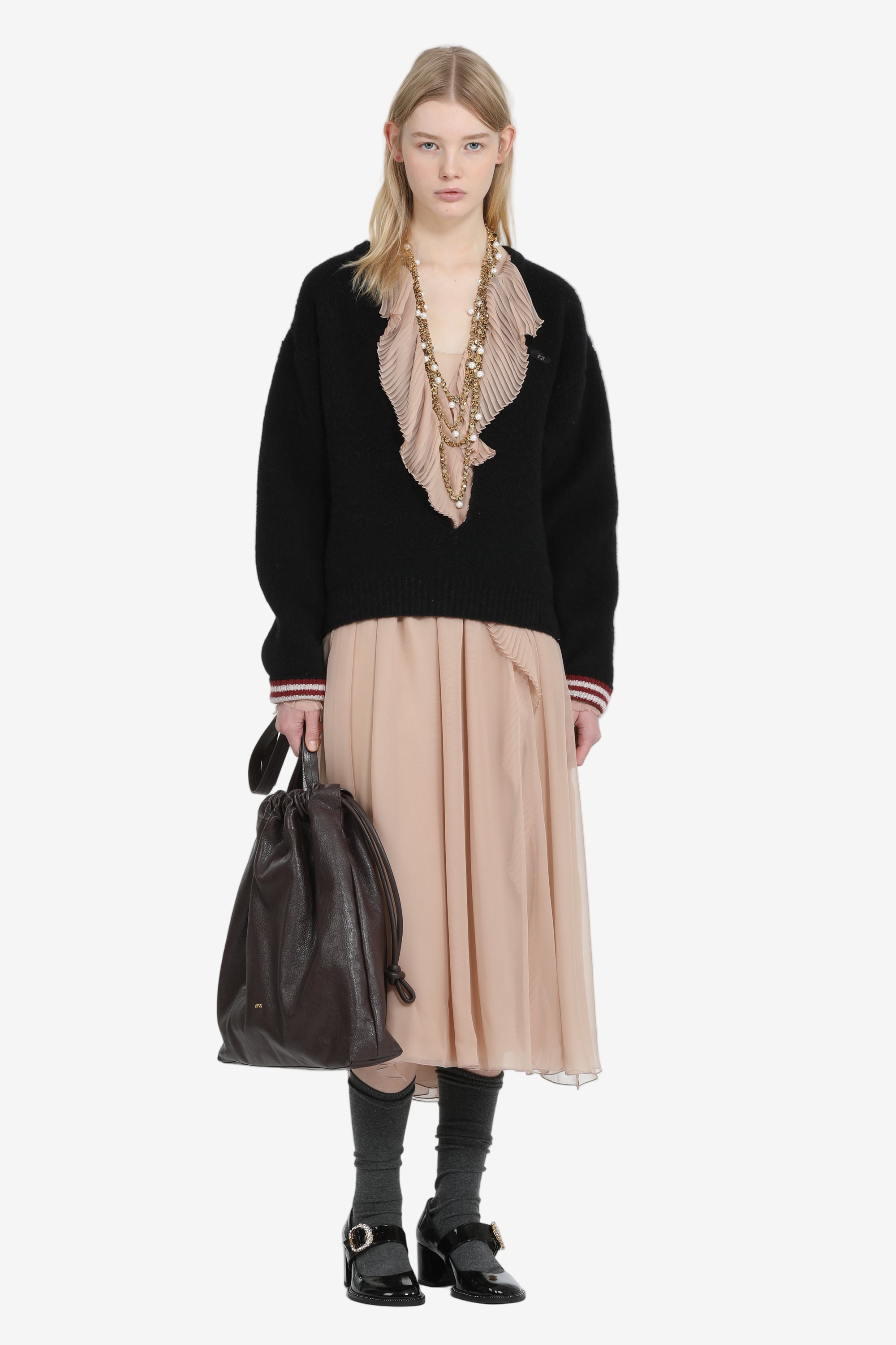 Deep-neckline sweater