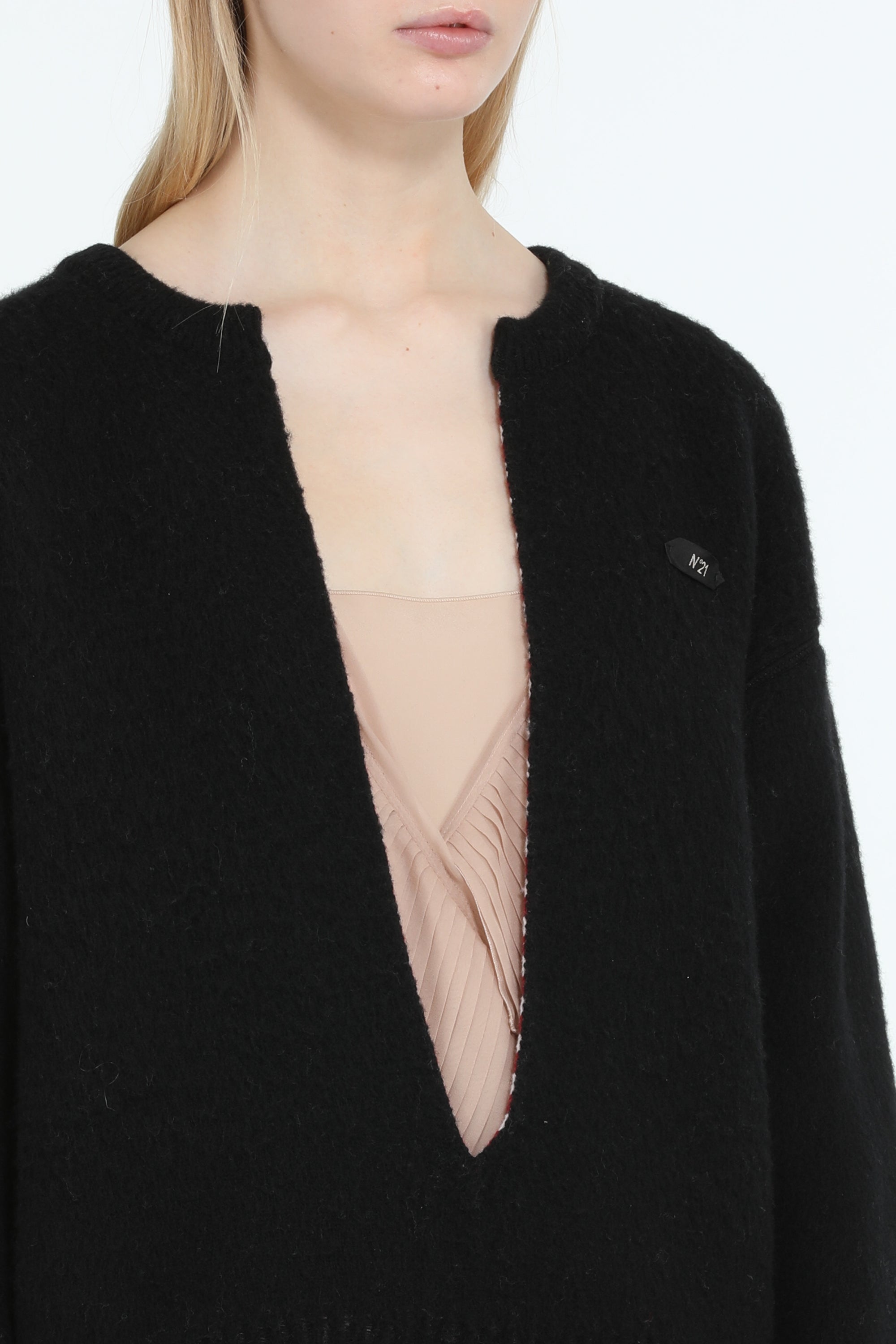 Deep-neckline sweater