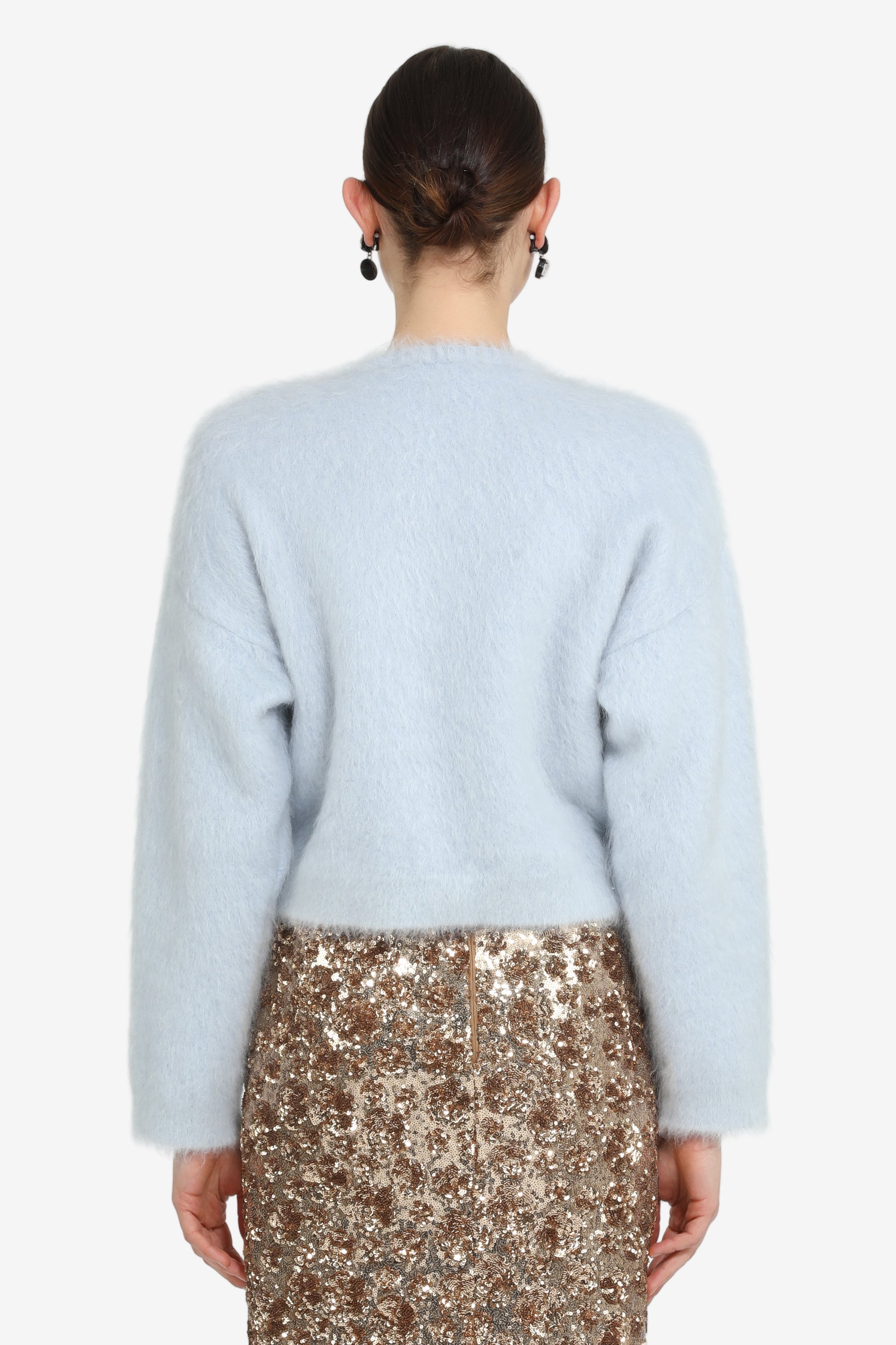 Cardigan girocollo con bottoni gioiello