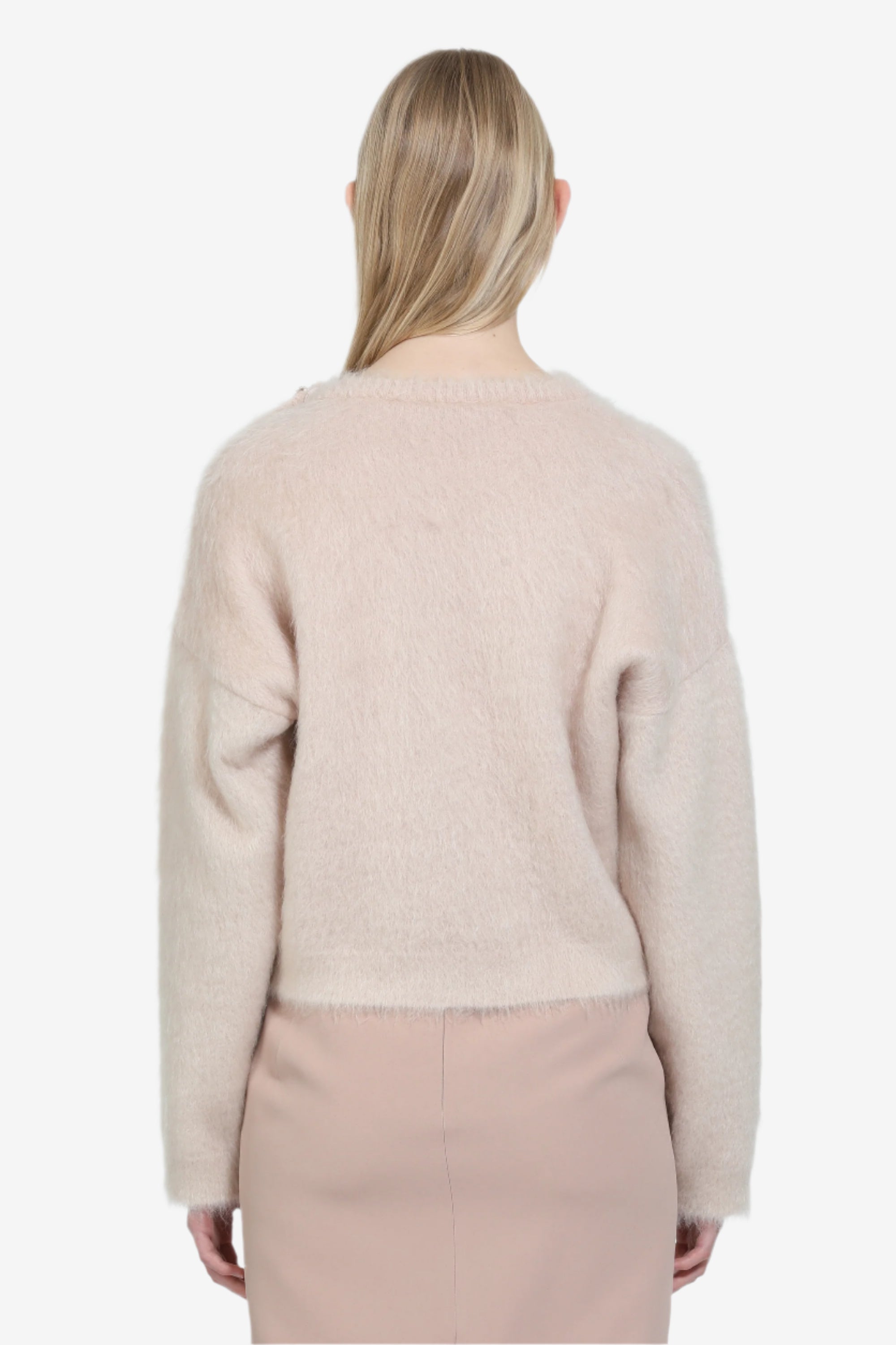 Maglione con bottone gioiello a fiore