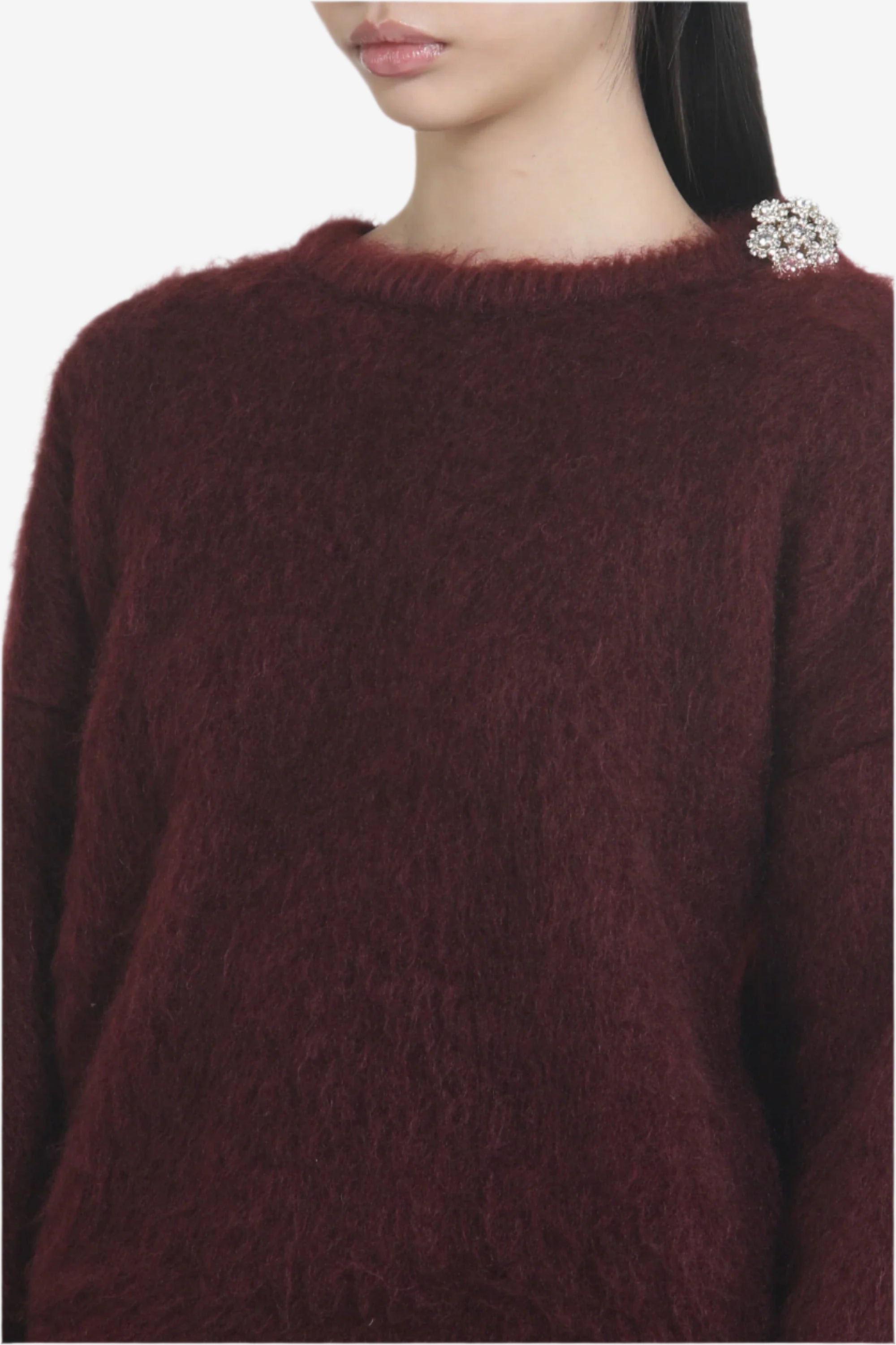 Maglione con bottone gioiello a fiore