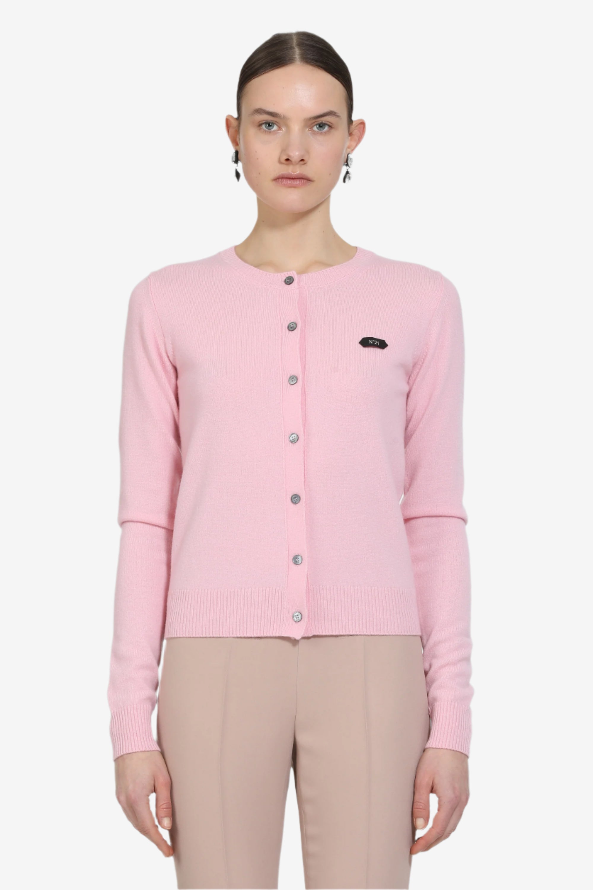 Crewneck cardigan with logo