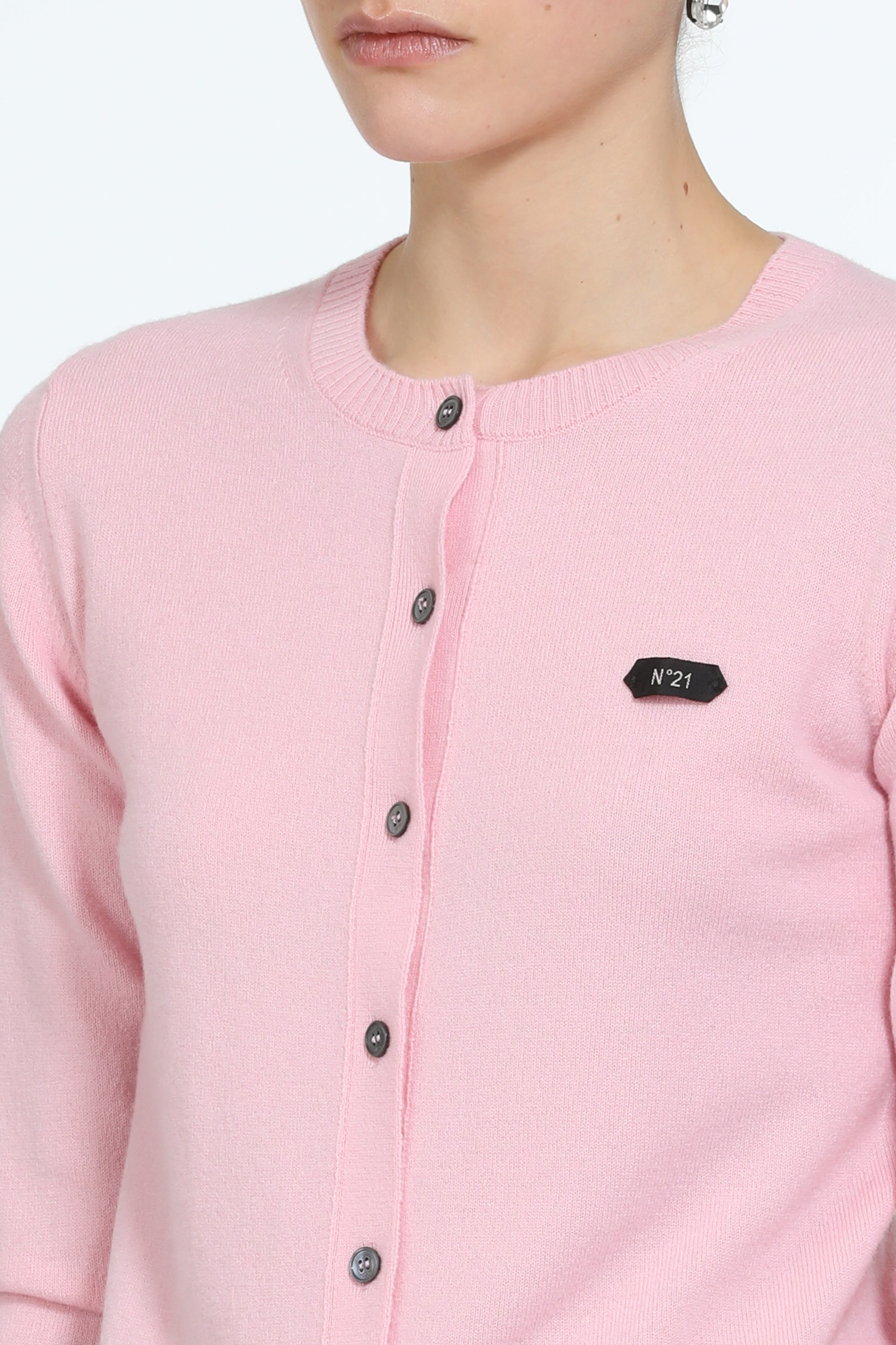 Crewneck cardigan with logo