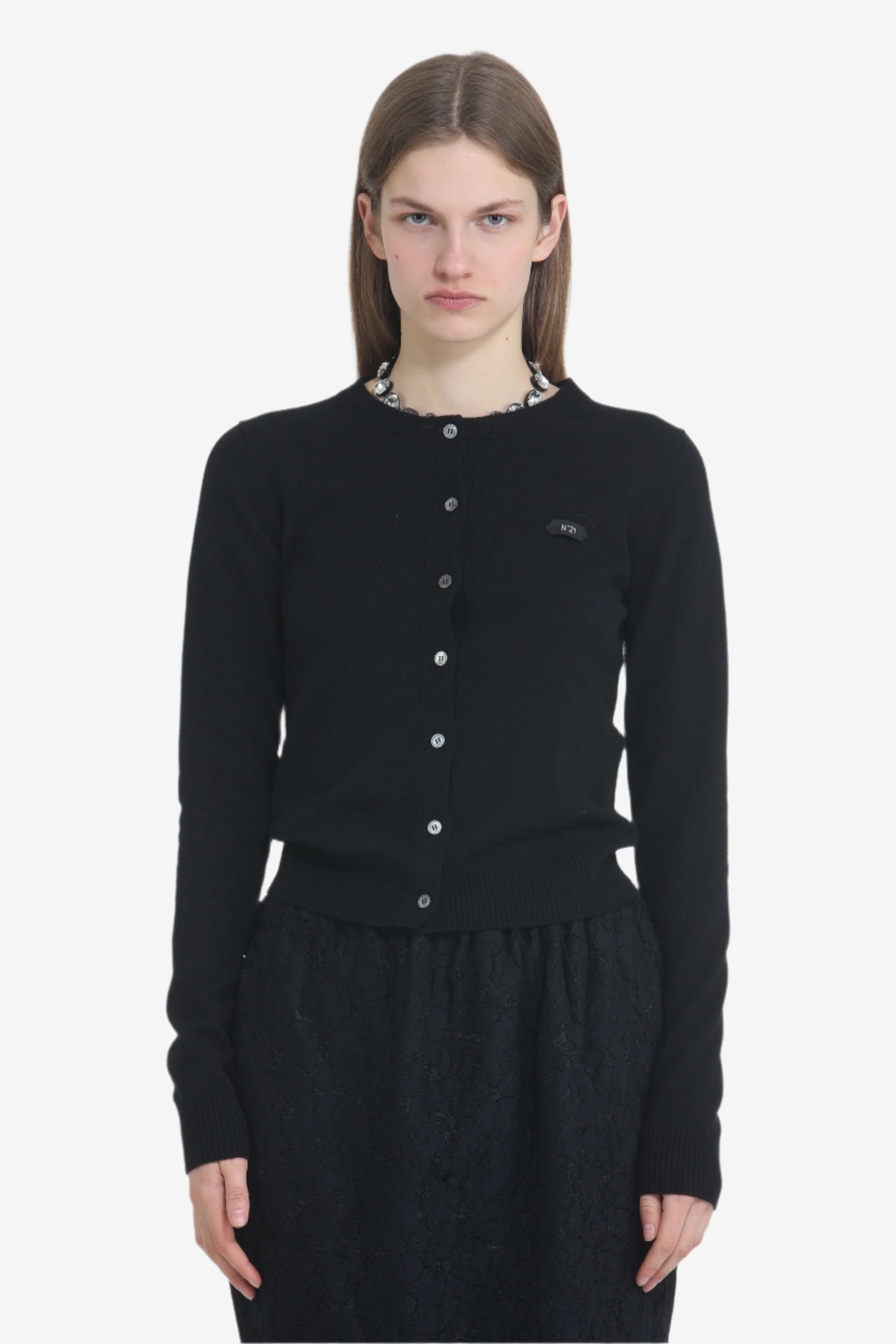 Crewneck cardigan with logo
