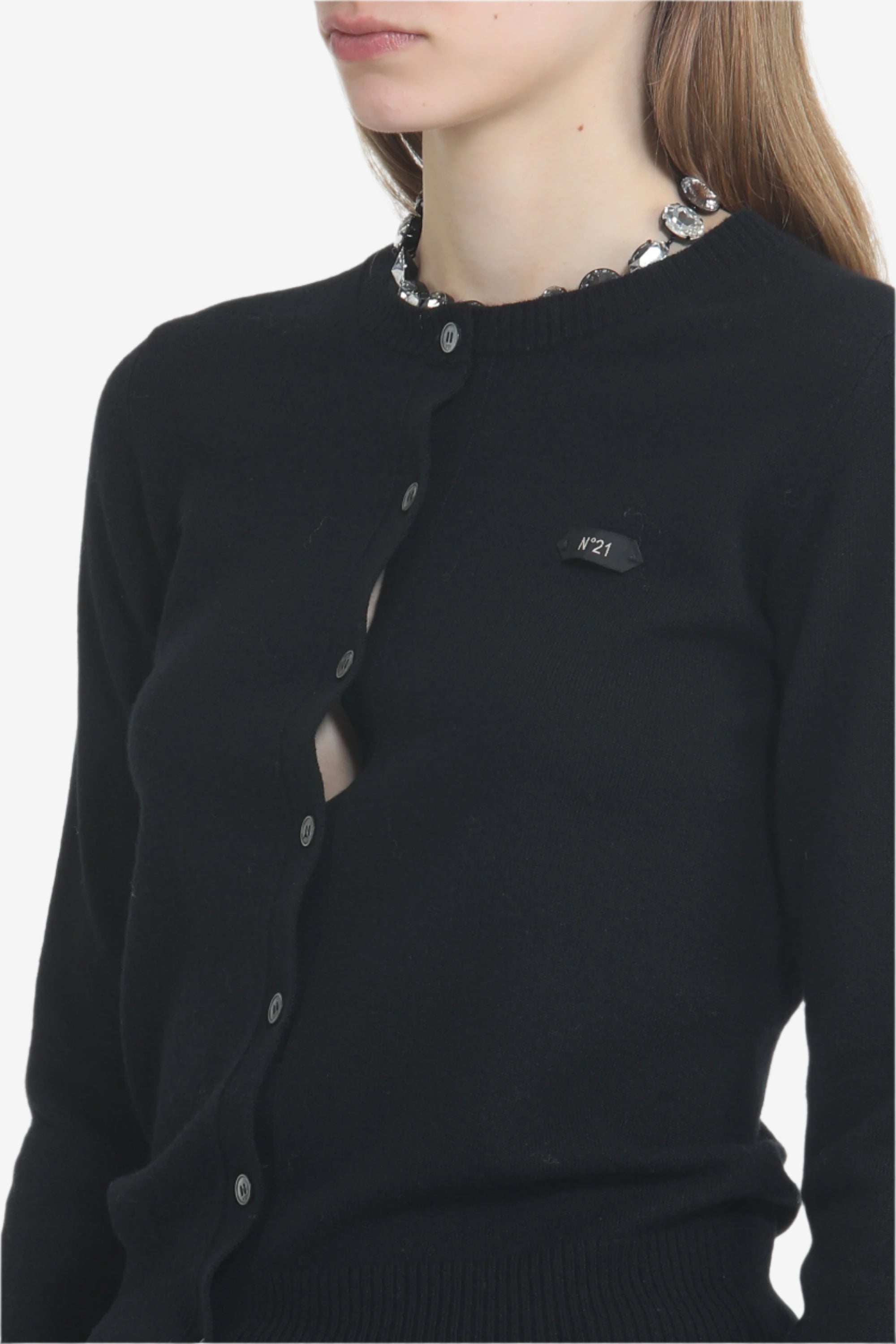 Crewneck cardigan with logo