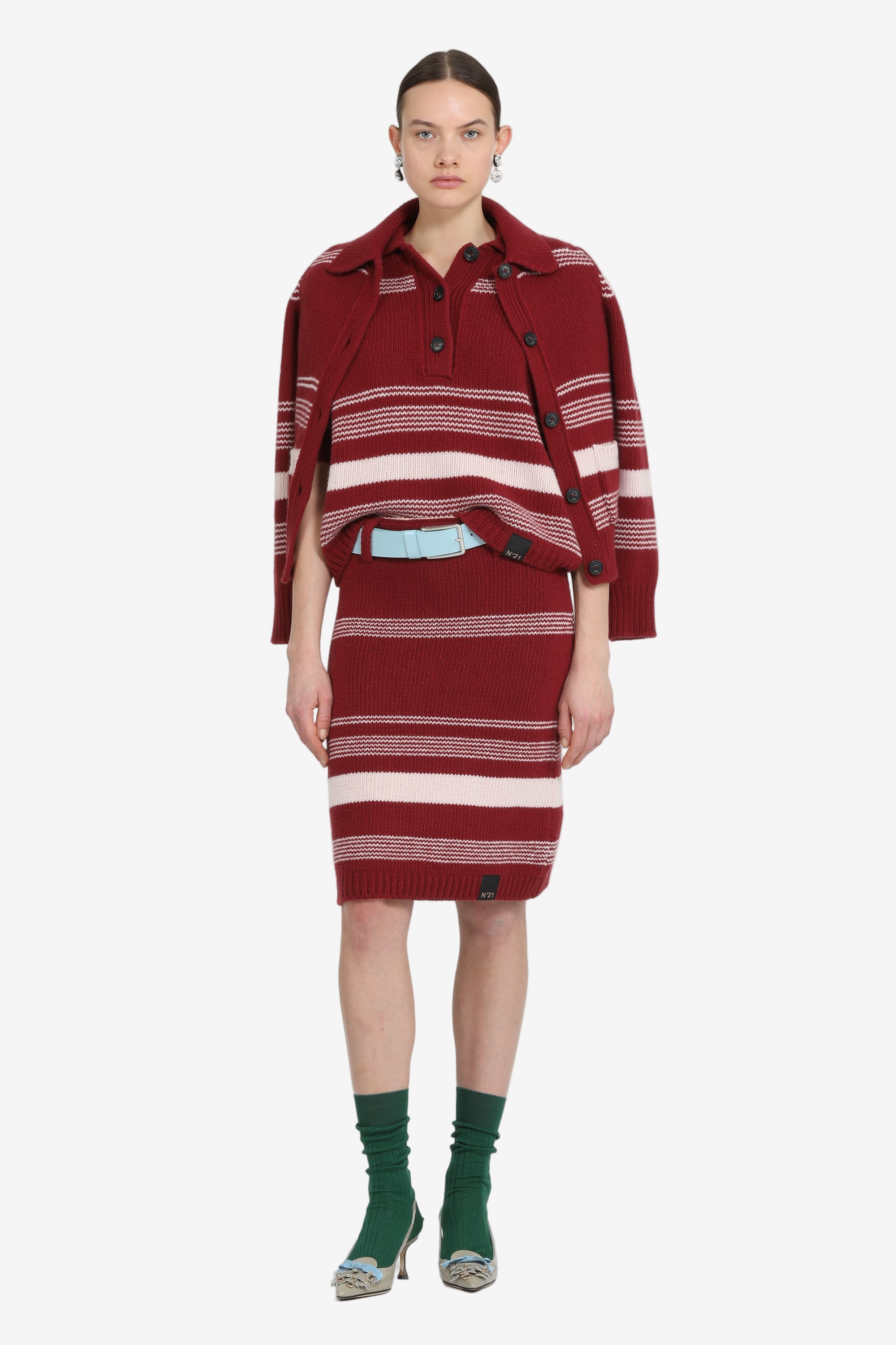 Striped knit skirt