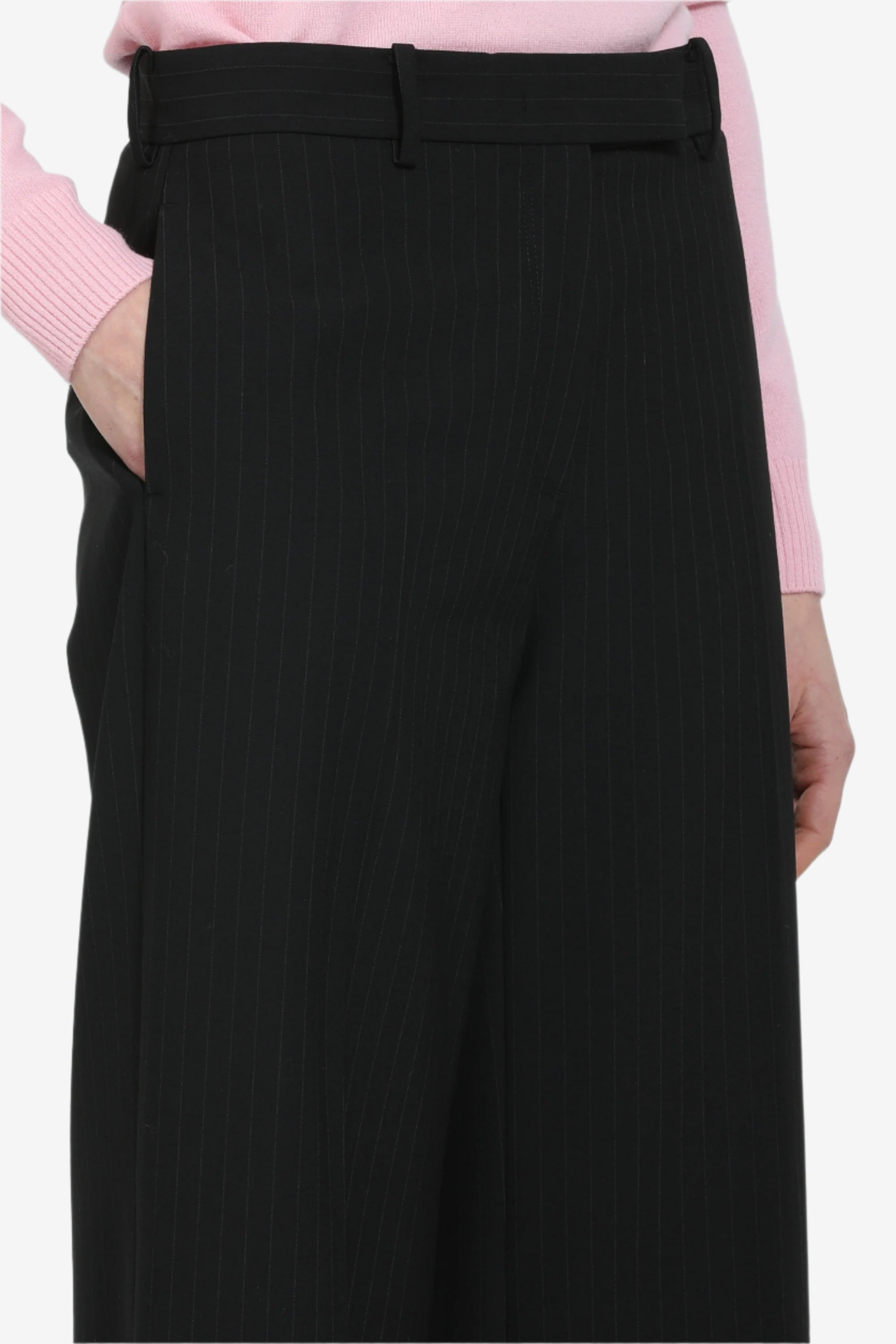 Pantalone palazzo con passanti rigato