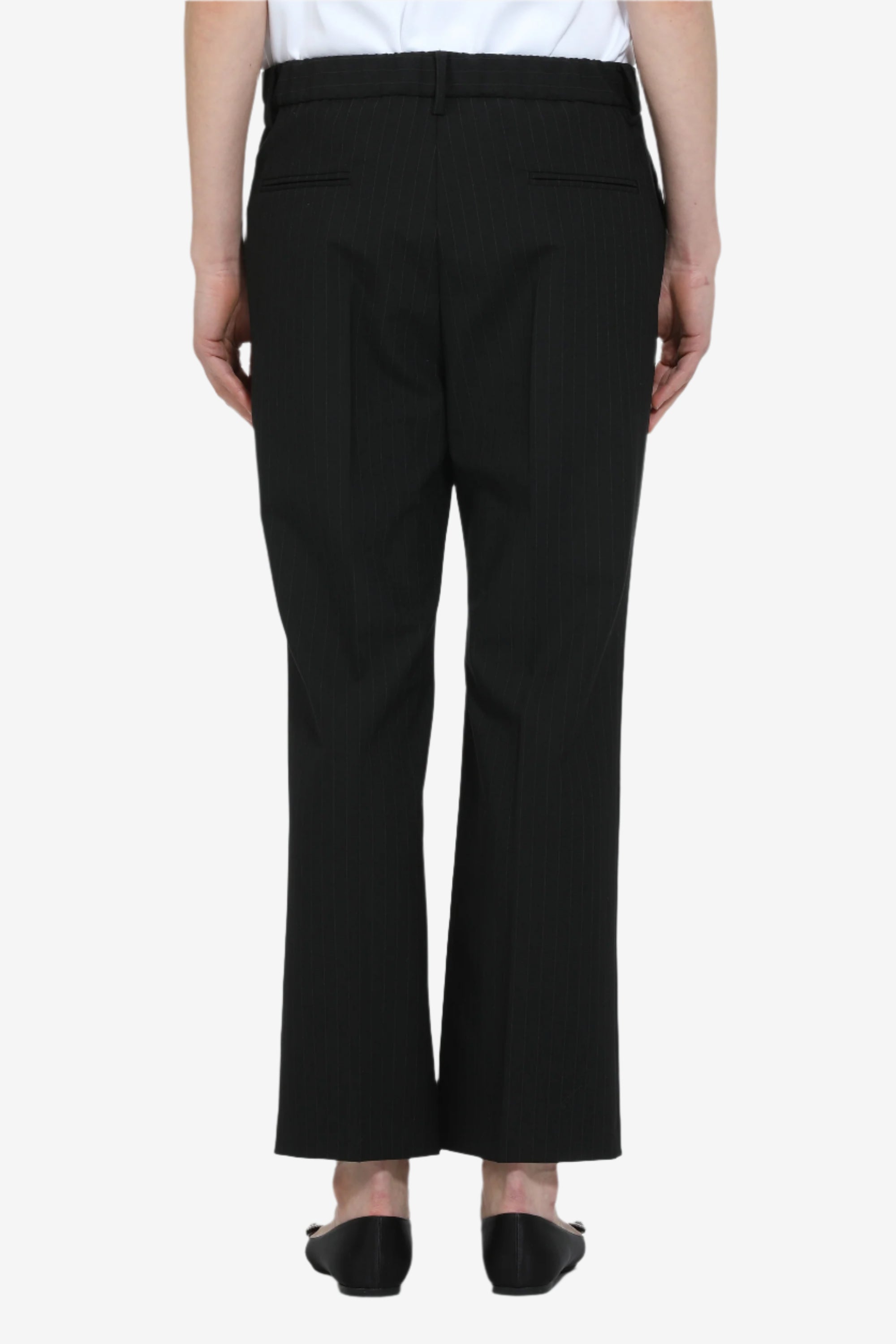 Pantalone straight fit rigato alla caviglia