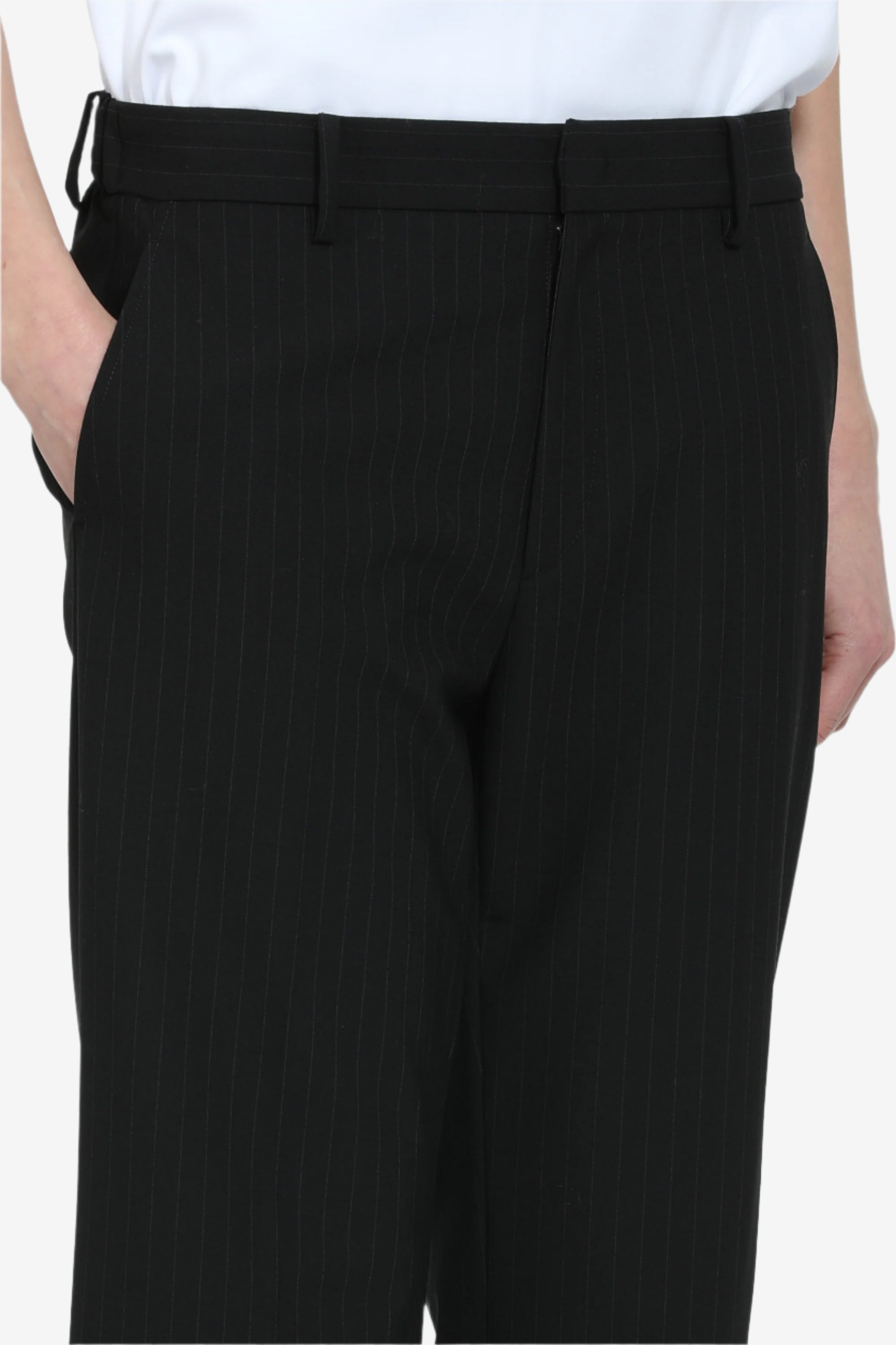 Pantalone straight fit rigato alla caviglia