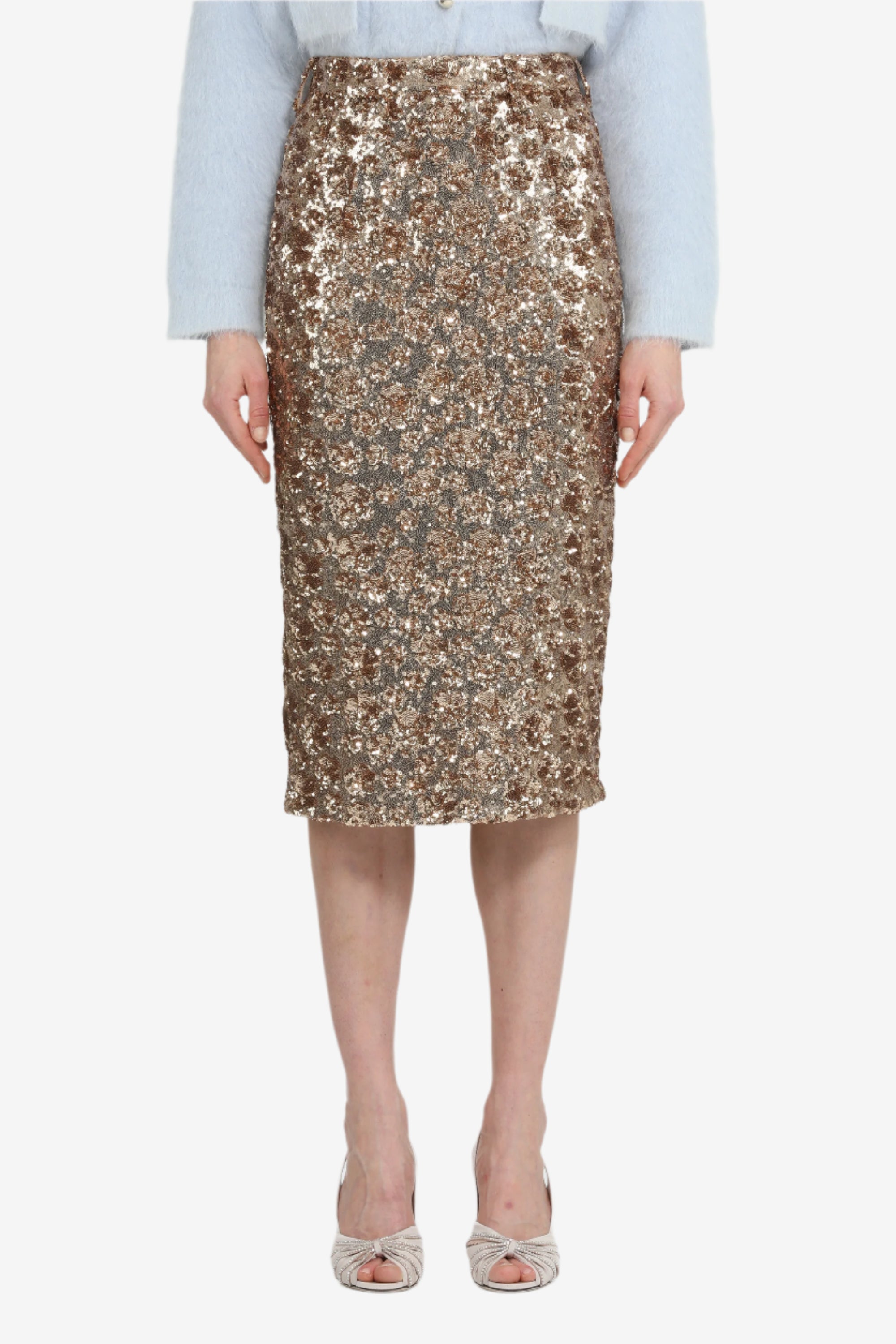 Gonna a tubino con tessuto paillettes