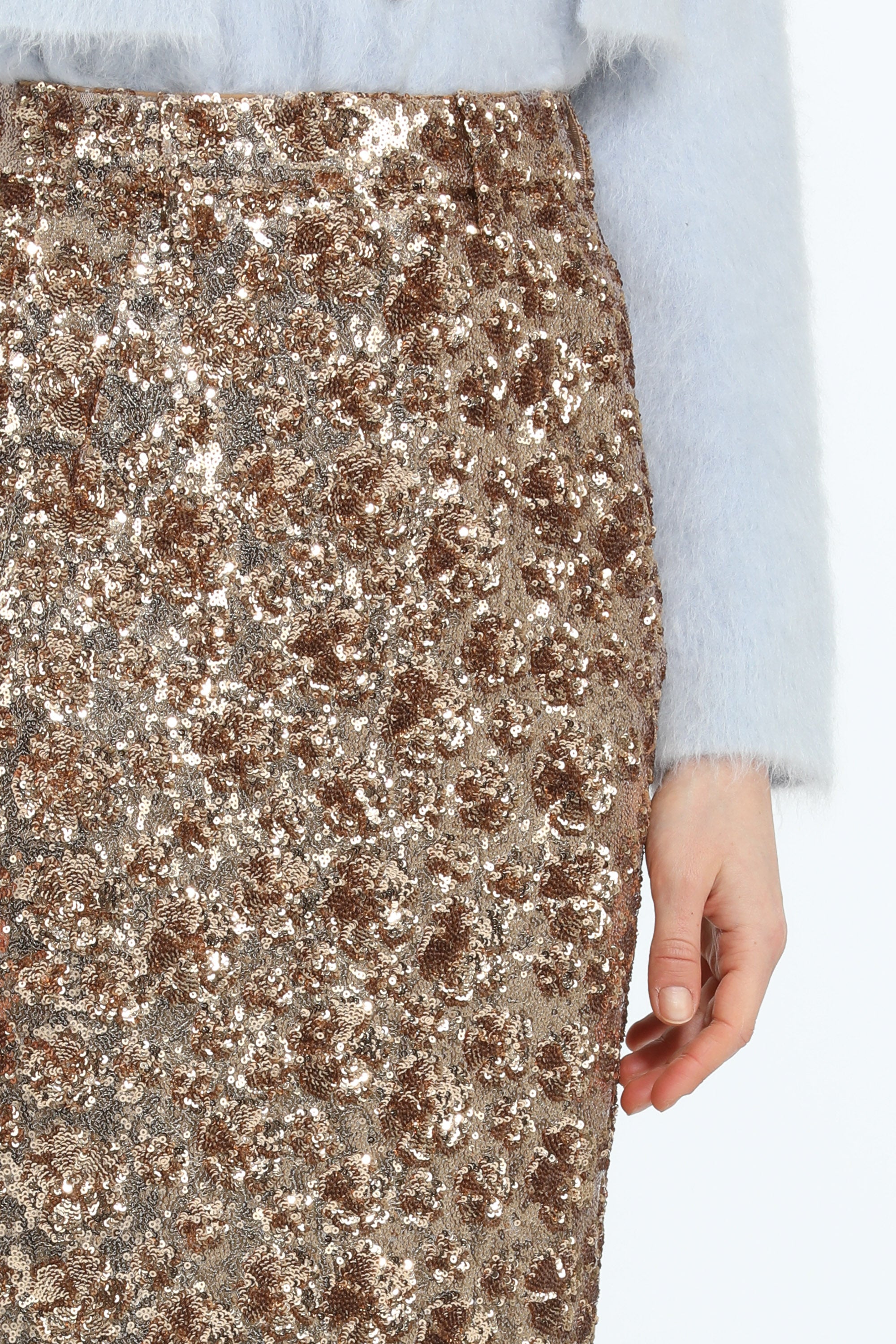 Gonna a tubino con tessuto paillettes