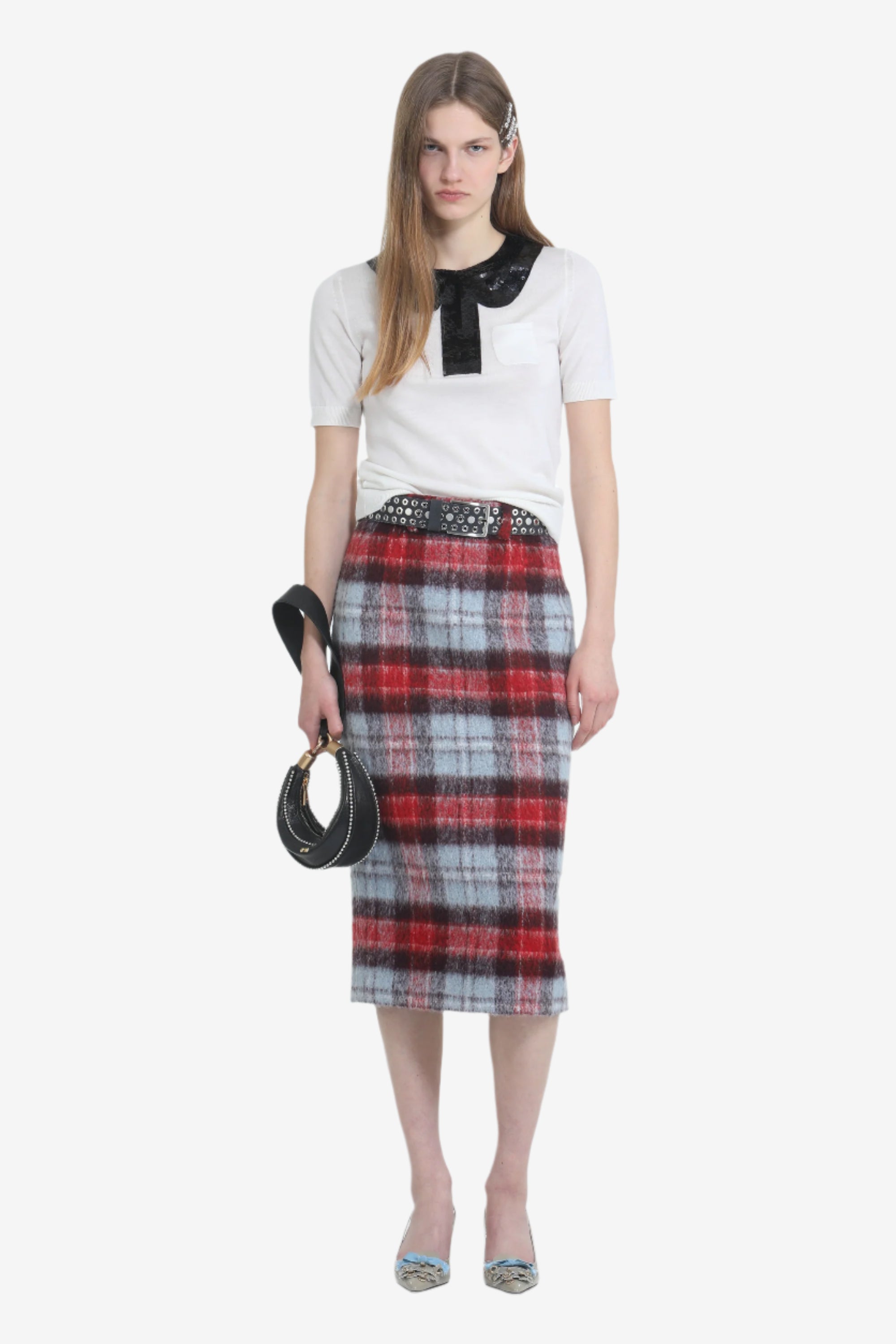 Checked pencil skirt