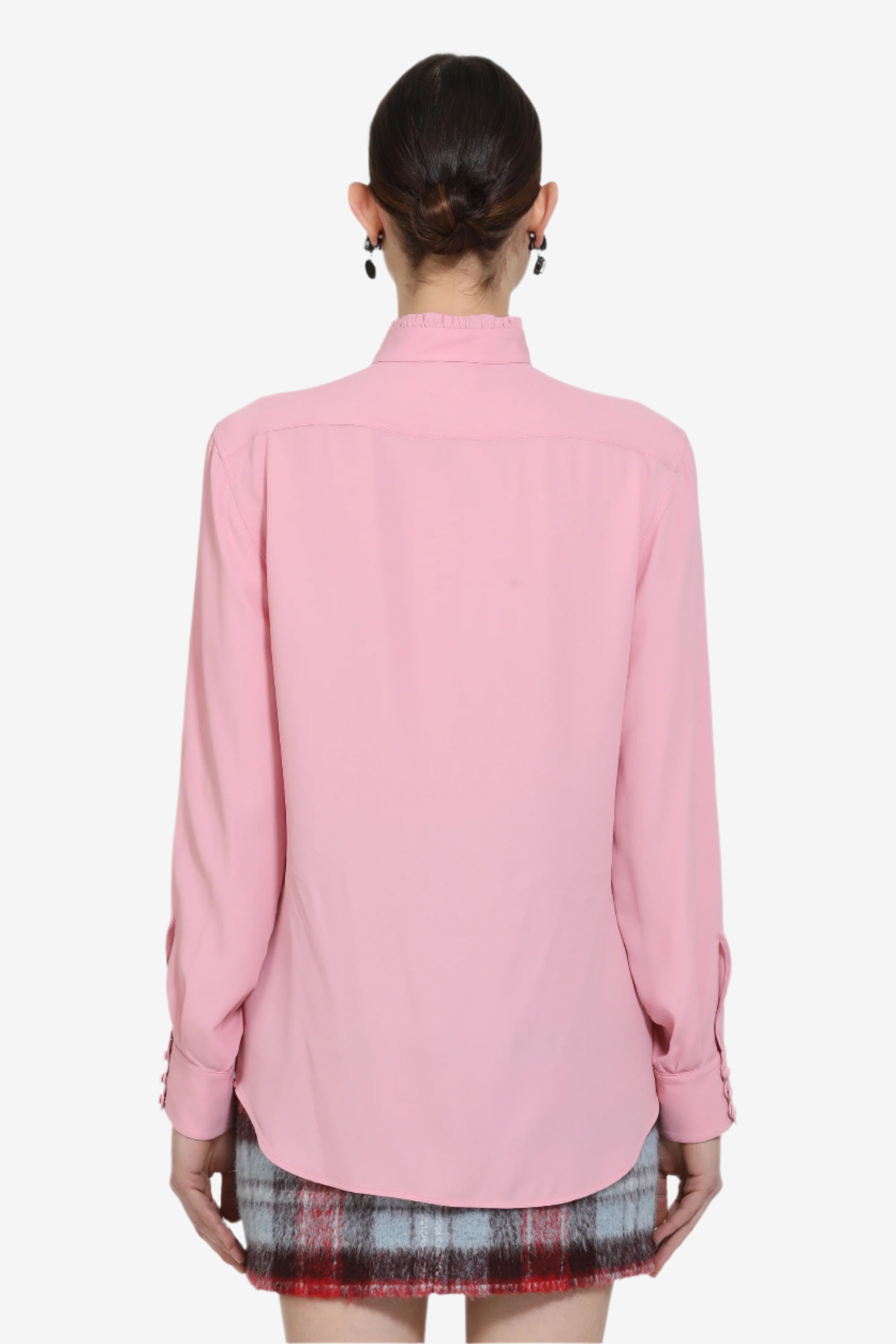 Shirt with mini ruffles and side closure