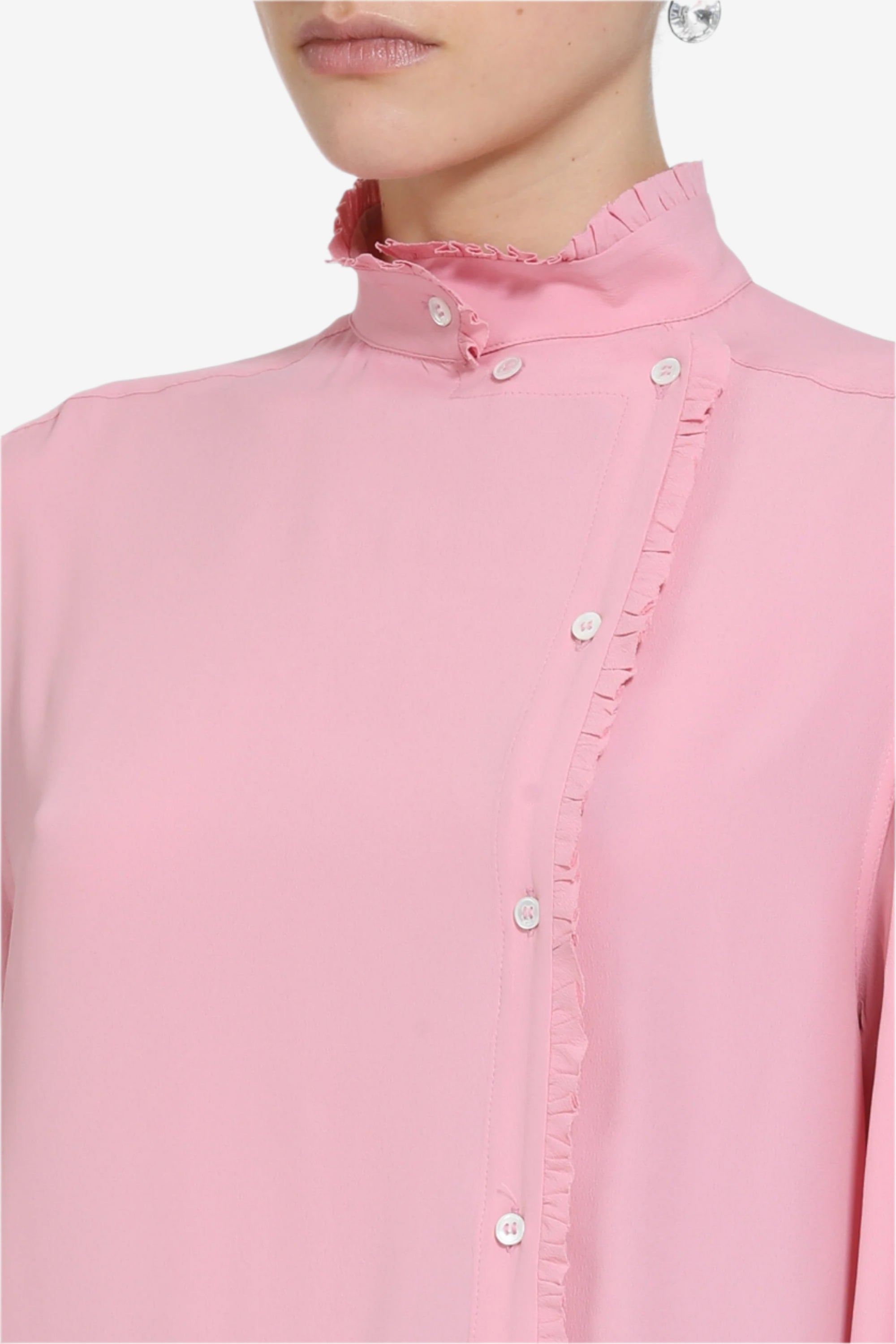 Shirt with mini ruffles and side closure