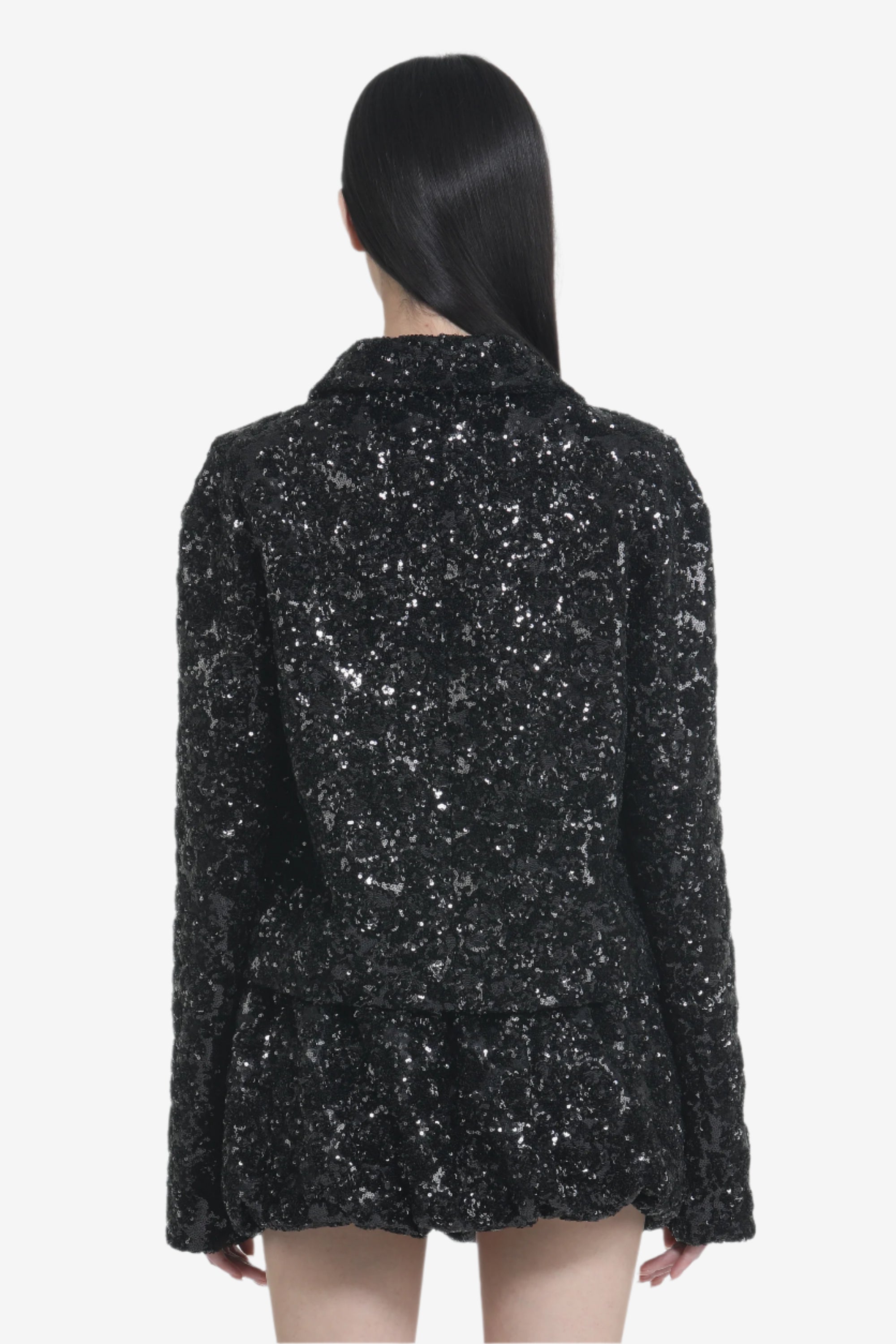 Giacca corta con tessuto paillettes e taschine