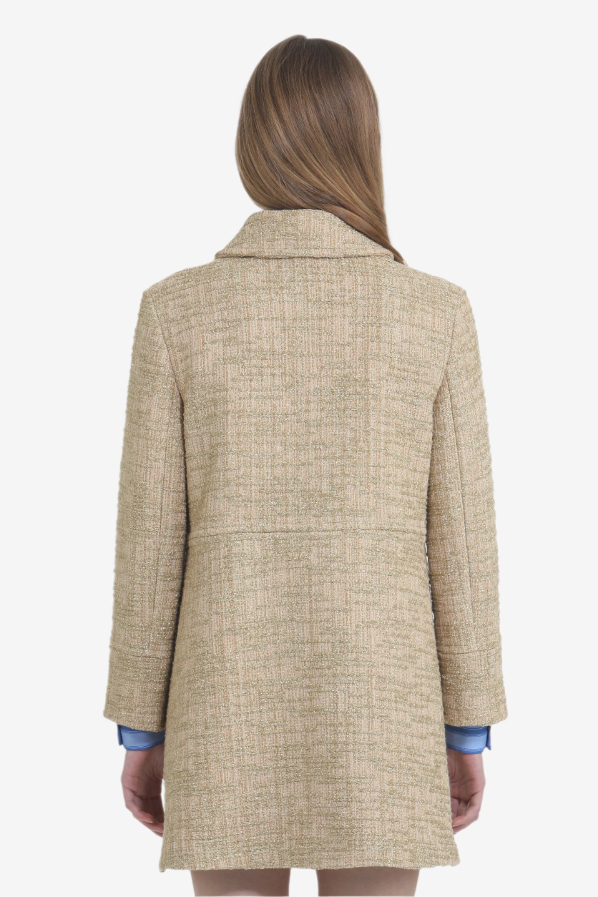 Cappotto corto con bottoni gioiello e colletto arrotondato