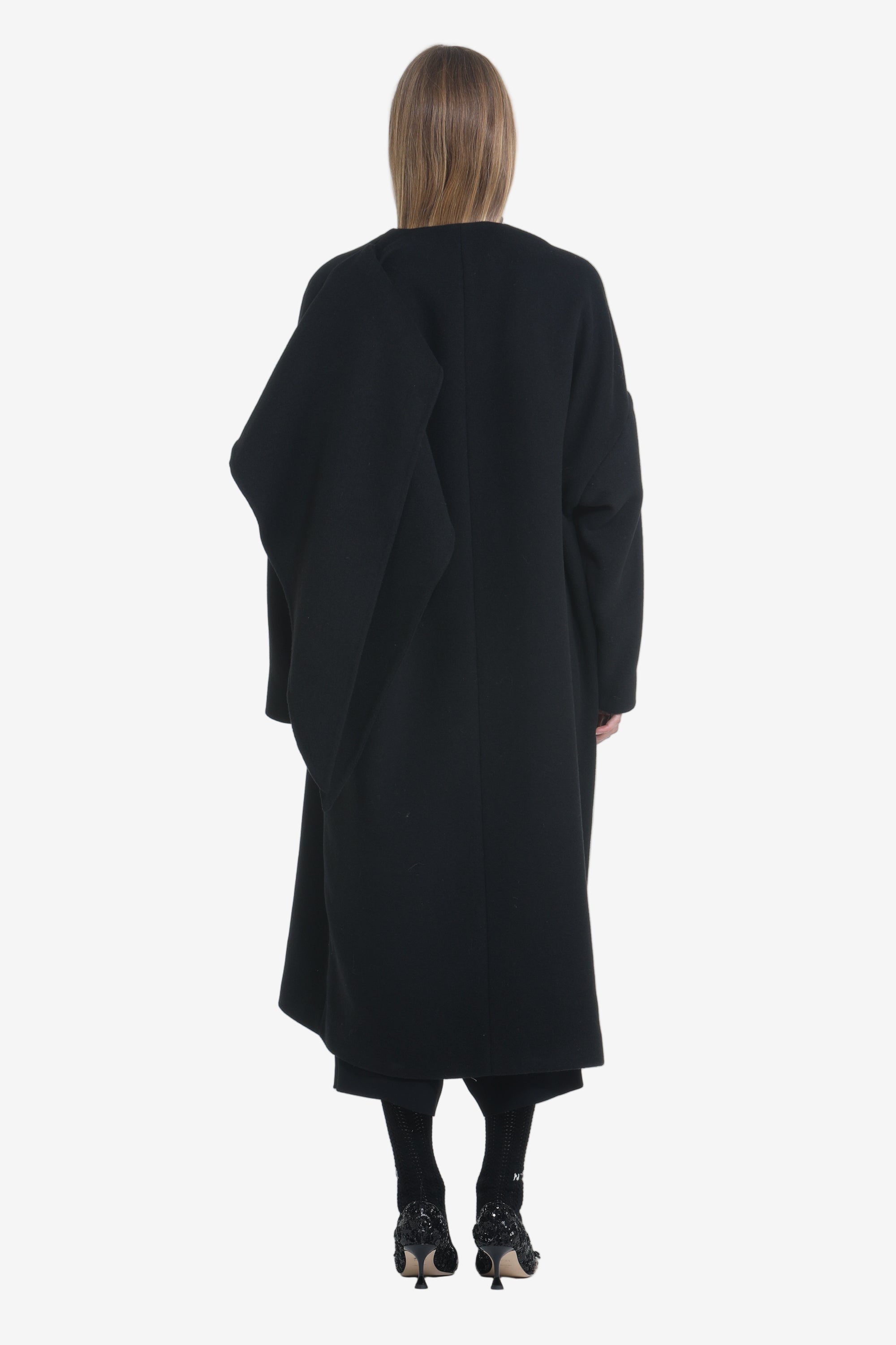 Oversized long coat with shawl